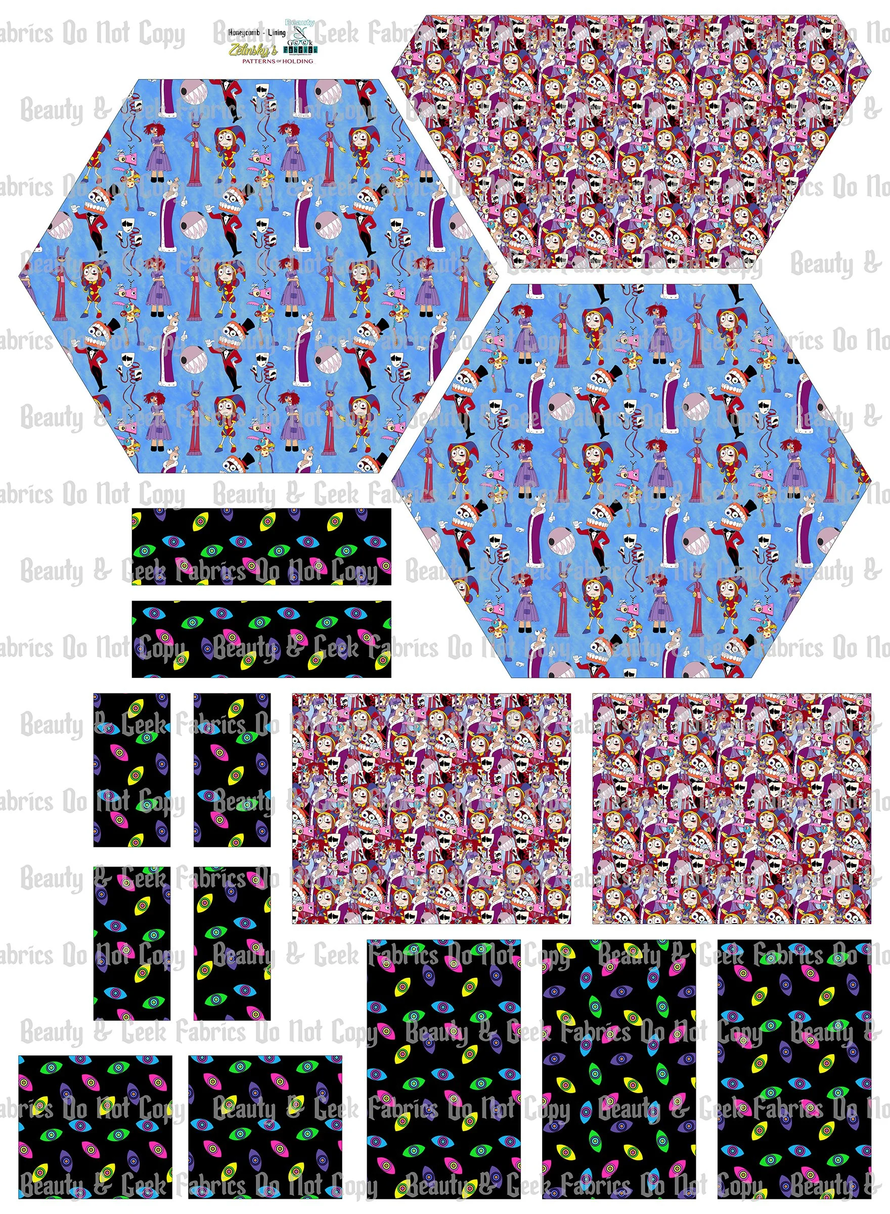 Digital Circus Honeycomb Lining Only - Cut N Sew - Preorder