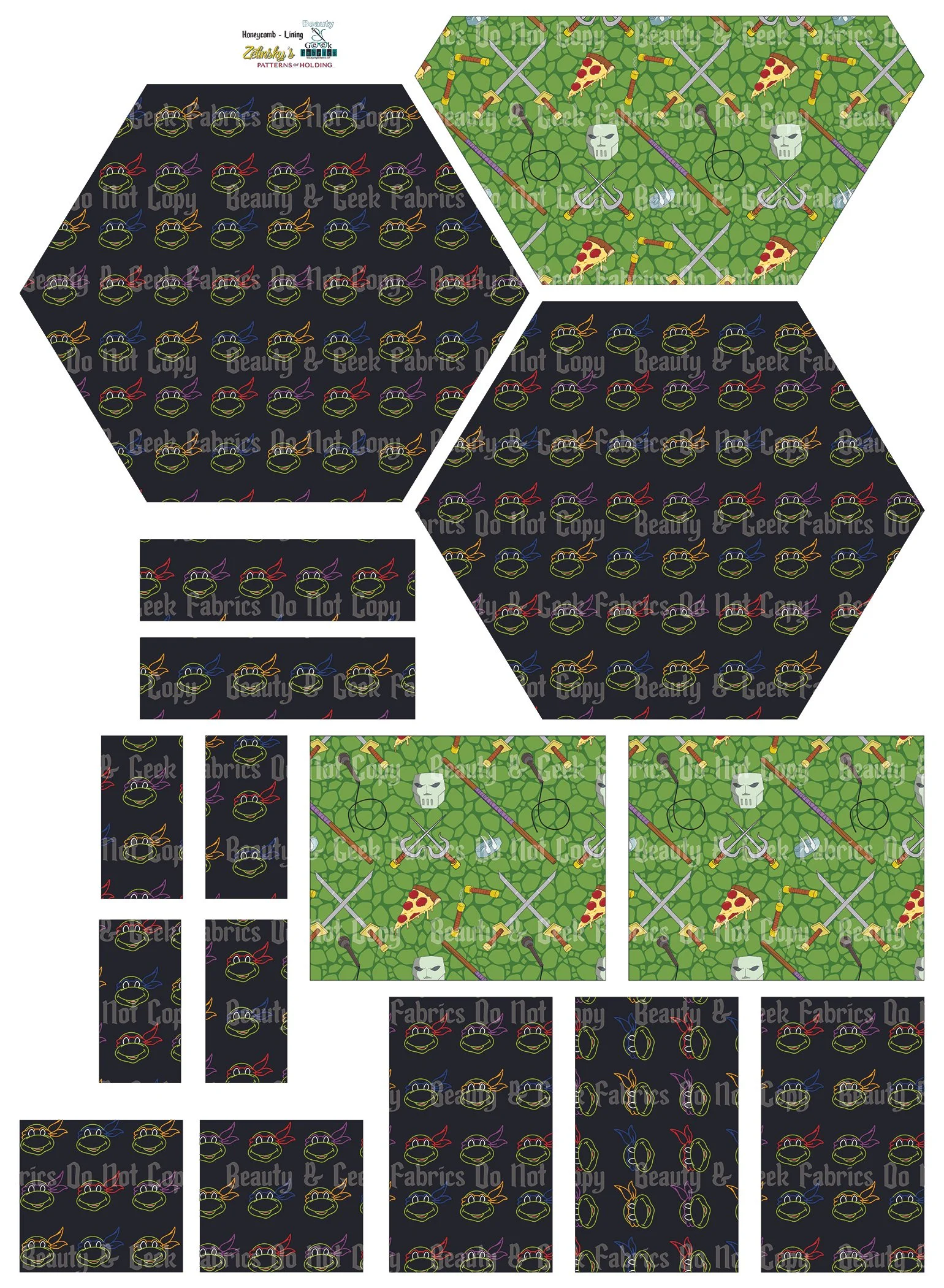 Turtles Honeycomb Lining Only - Cut N Sew - Past Print Preorder