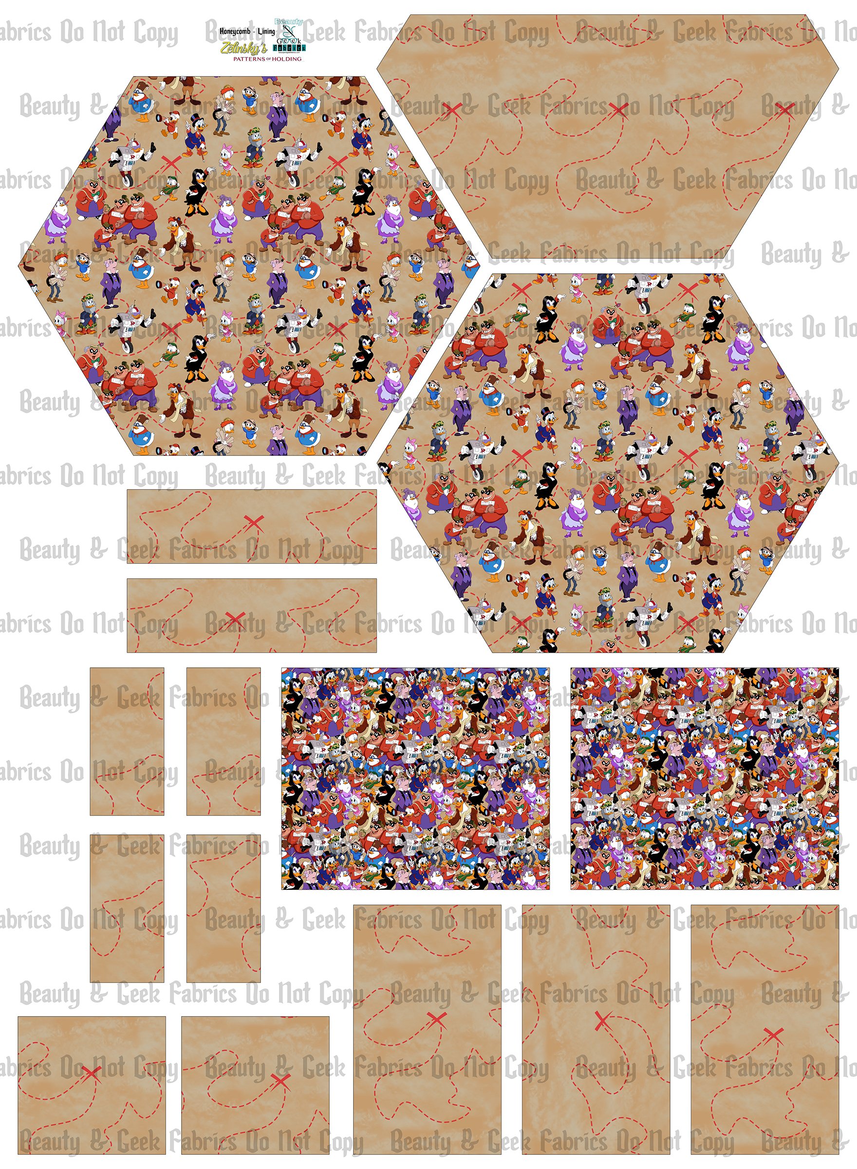 Treasure Ducks Honeycomb Lining Only - Cut N Sew - Past Print Preorder