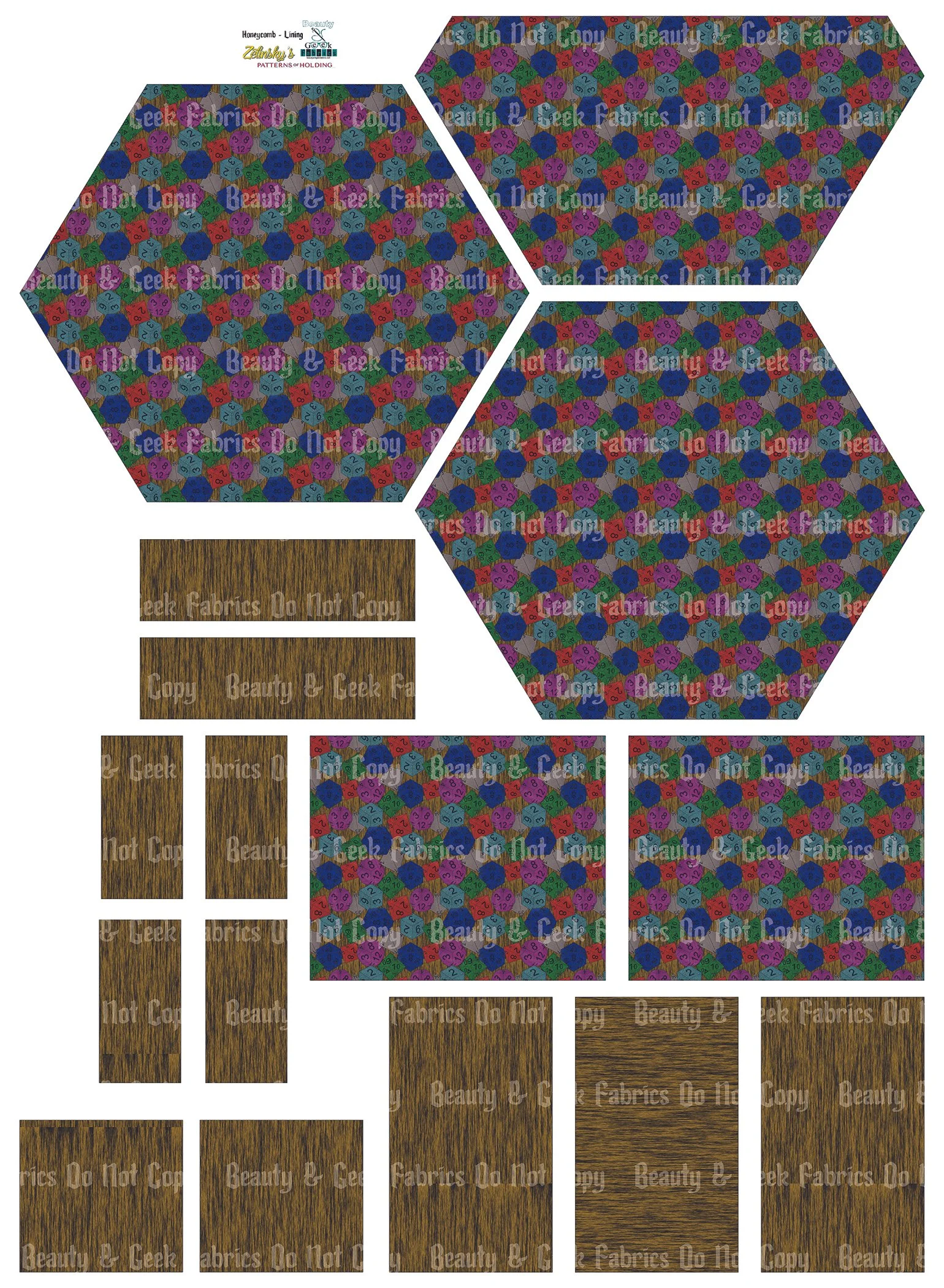 Dice Honeycomb Lining Only - Cut N Sew - Past Print Preorder