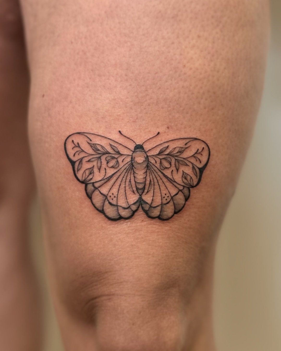 a d e c o r a t i v e  m o t h. 

to match a butterfly,
previously done by me. 
(over 2.5 years healed by now!) 

thanks for the trust yet again katie! 

&mdash; done @albertstreettattoo