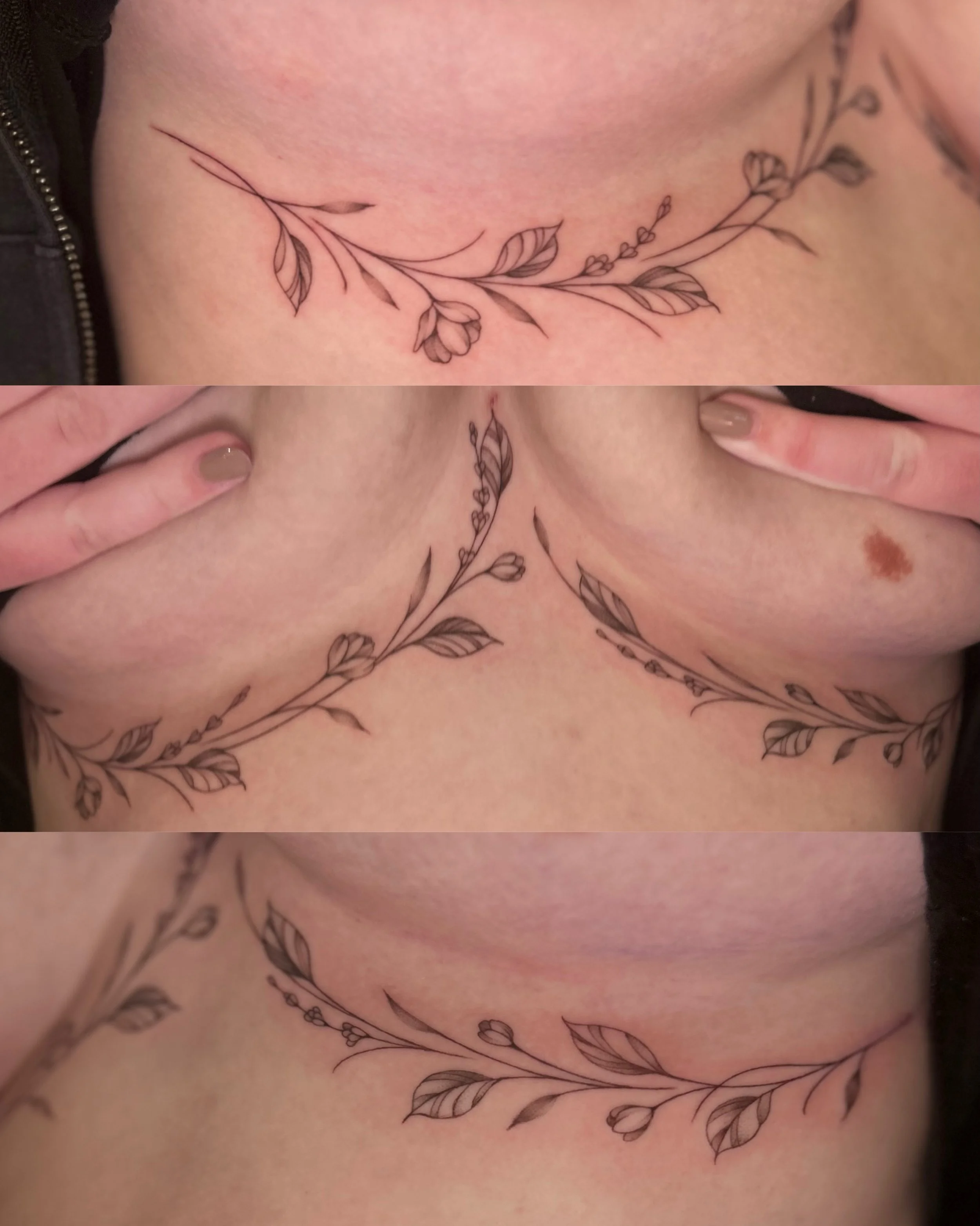lavender &amp; other blooms. 

this client breezed through her first tattoo! 

thanks for coming in for this ruby.