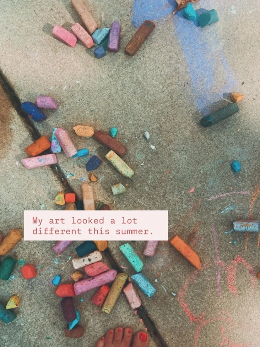 Cheers to kids, to crafts, to swimming, to dirty feet, to paint under fingernails, to messy countertops, to chalk on the driveway, to bike rides, to beaches and cabins, to family, to travel, to snuggles,

To growth,

To smiles, 

To childhood and all