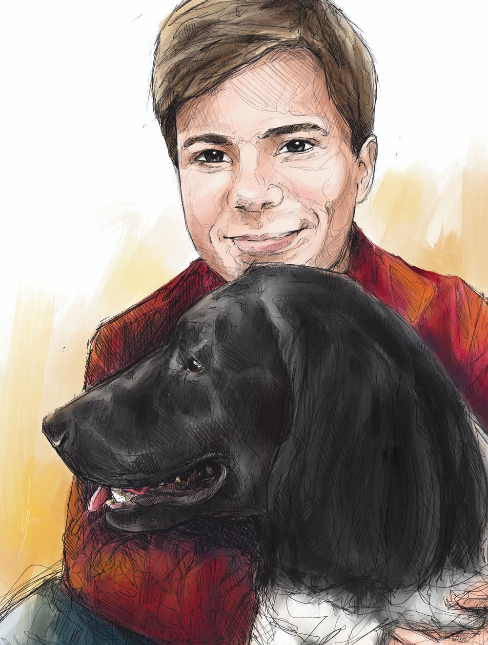Portret zoon en hond, van meerdere foto's