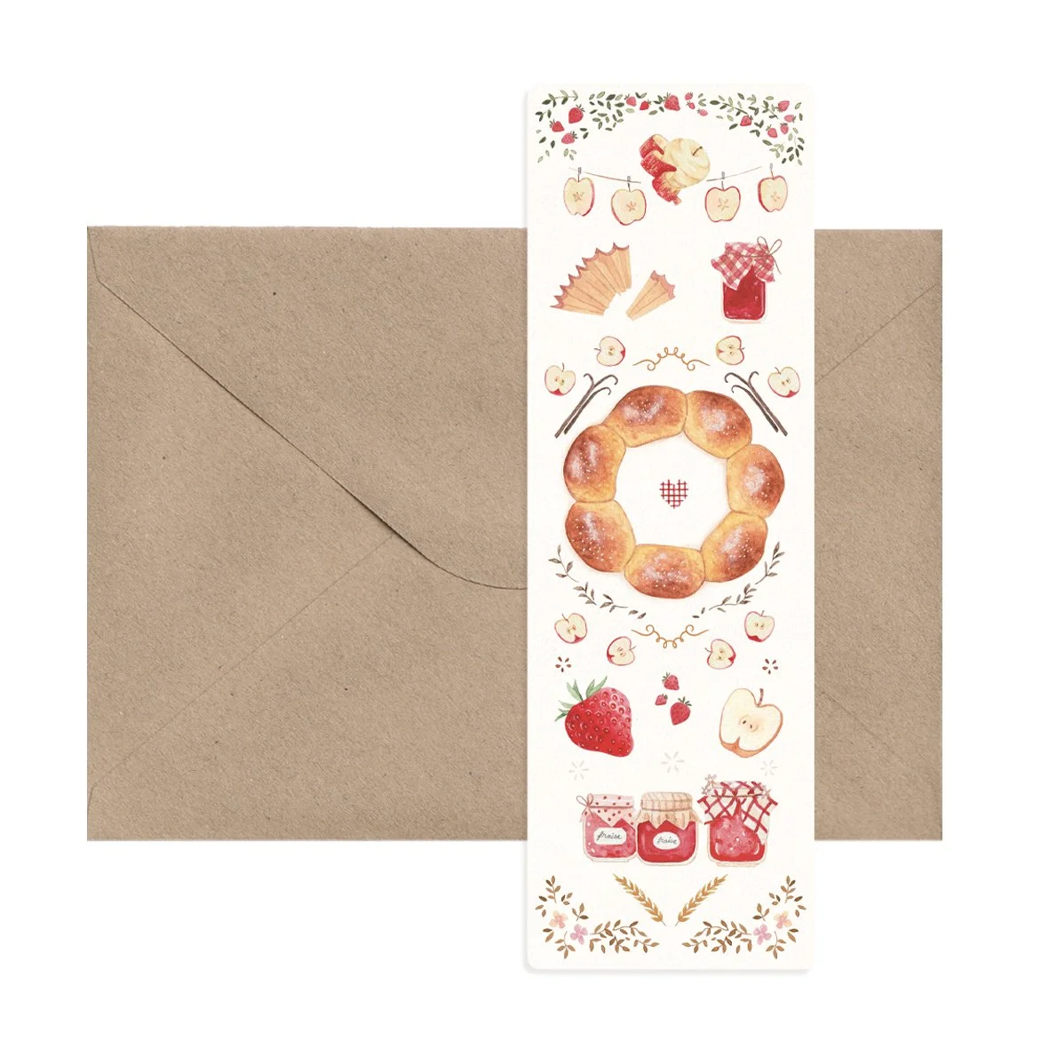 Marque-page | Pomme fraise | Illustration aquarelle