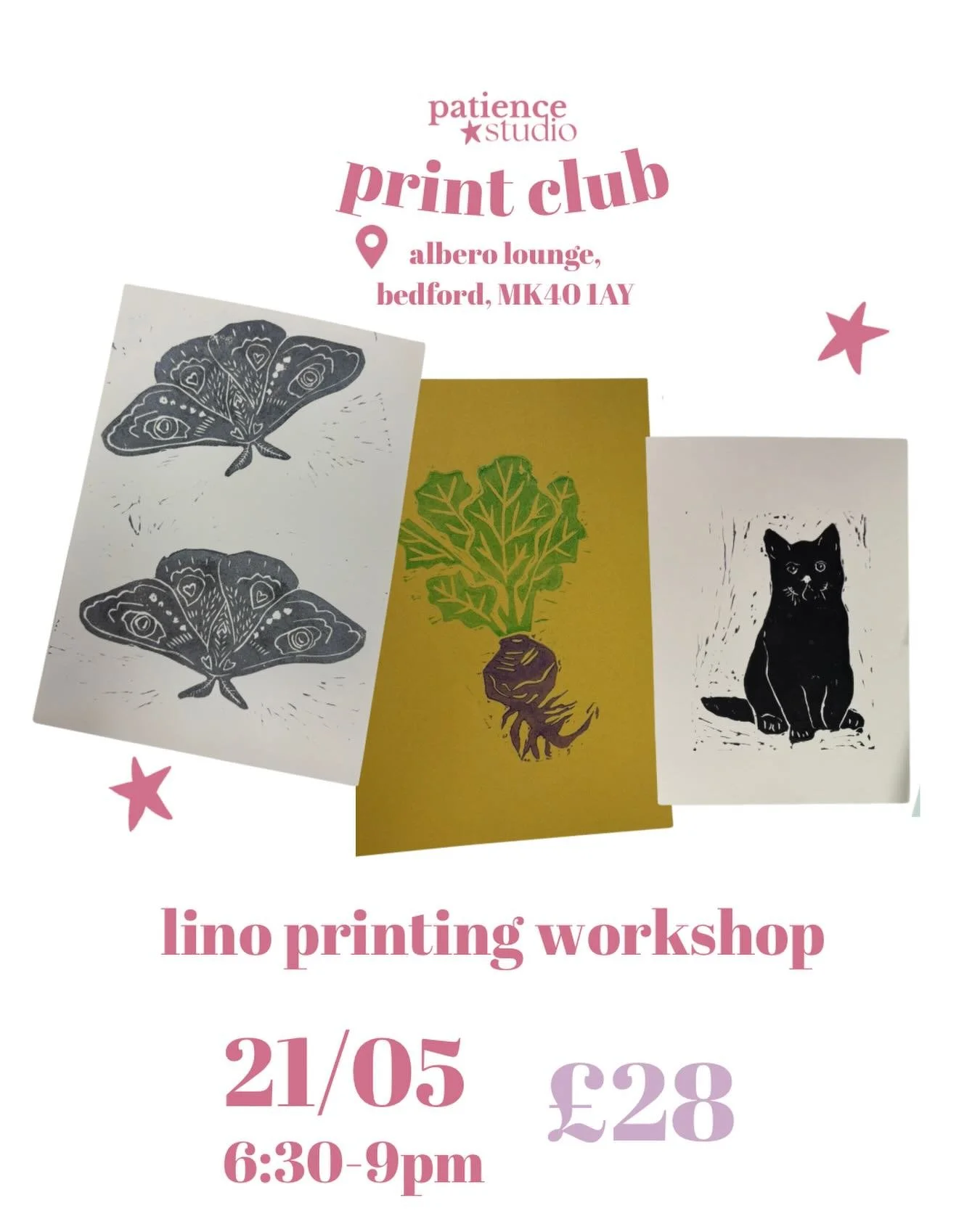Join us this May for our first workshop at @alberolounge_and_bedrooms where we will be exploring the beautiful process of Lino printing✨

Link for tickets in bio❤️

#artworkshop #linoworkshop #creativebedfordshire