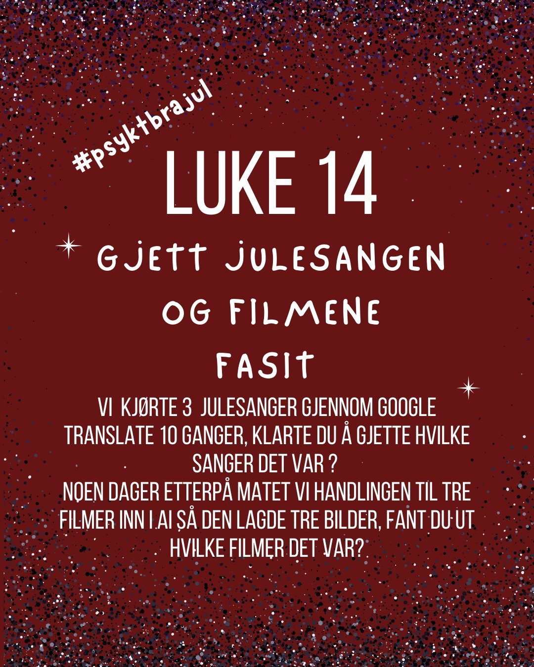 Som lovet, her kommer fasiten p&aring; rebusene fra 4 og 9 desember!🥰

Gjettet dere riktig?🕵🏻&zwj;♀️

F&oslash;lg med p&aring; lukene fra oss i Fontenehuset UNG, we bring the fun!🥳😜

#psyktbrajul #fontenehusetUNG #psykiskhelse #adventskalender20