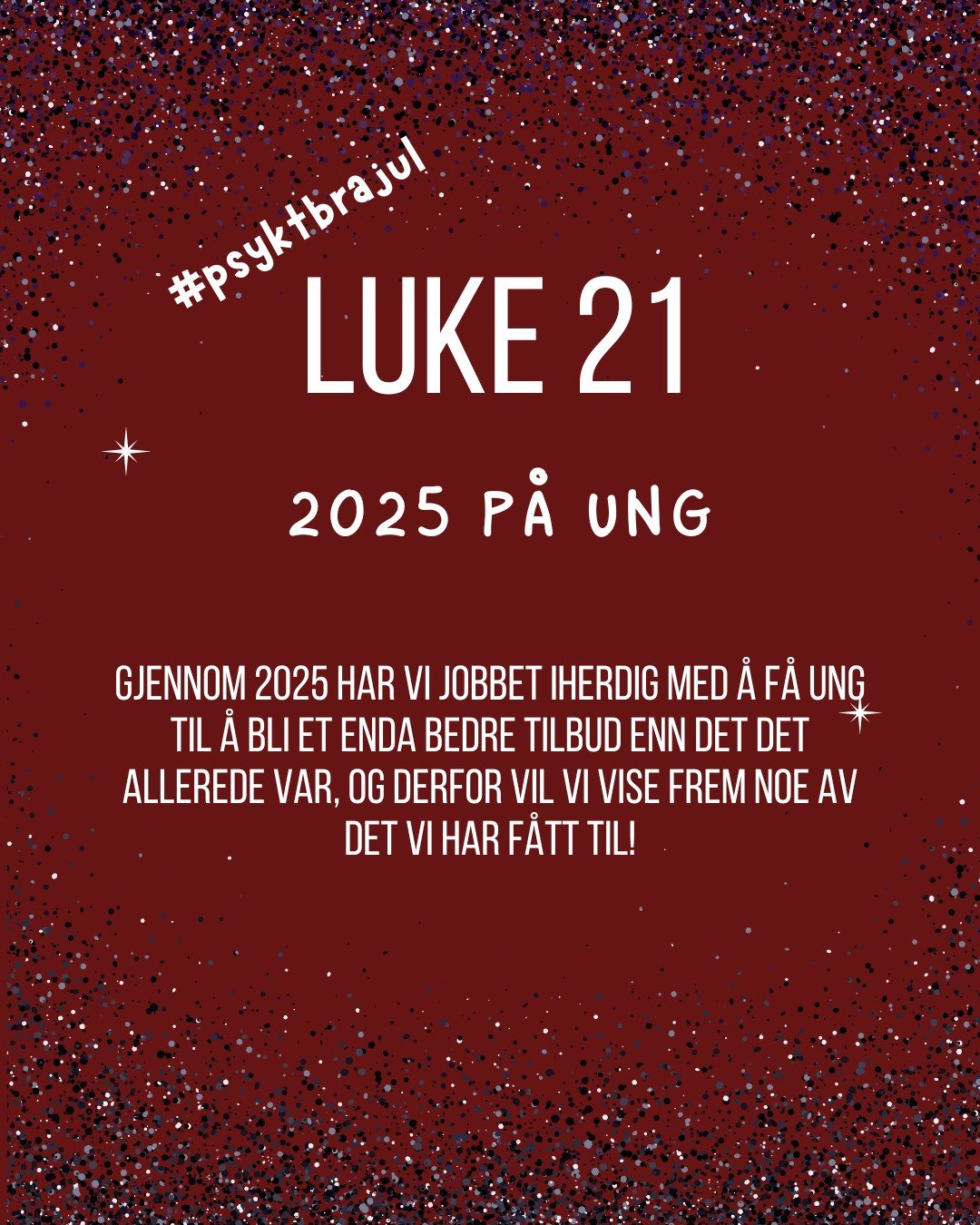 Gjennom 2025 har vi i Fontenehuset UNG jobbet for &aring; bli et enda bedre tilbud enn det det allerede var, og derfor vil vi vise frem noe av det vi har f&aring;tt gjort gjennom &aring;ret! 🎅🎄 #psyktbrajul #julekalender2025 #fontenehusetoslo&oslas
