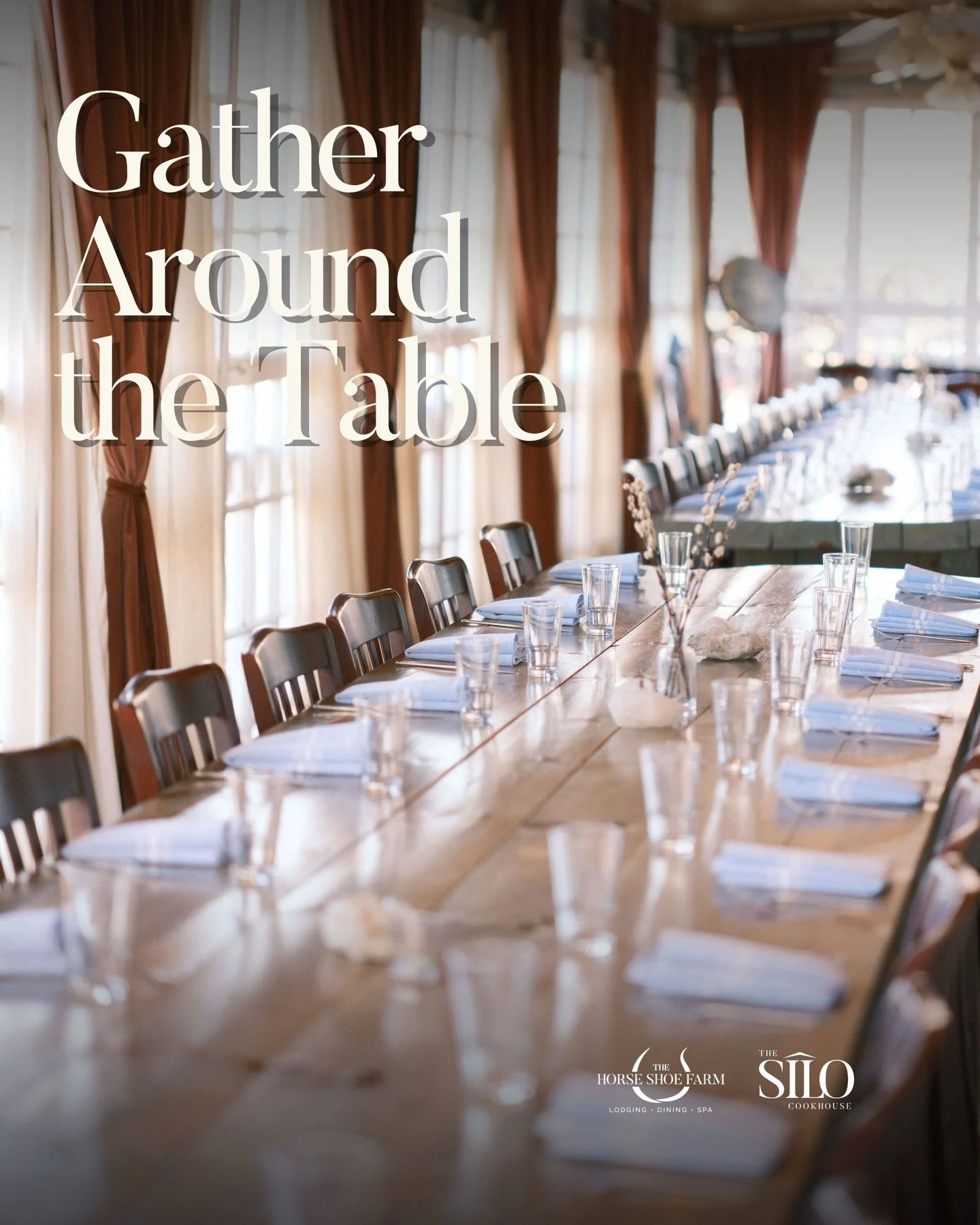 Some of the best moments begin the moment everyone finds their seat.

Gather around the table, pass the plates, linger over conversation, and let the evening unfold slowly. 

At the Silo Cookhouse, meals are meant to be shared &mdash; a place where f