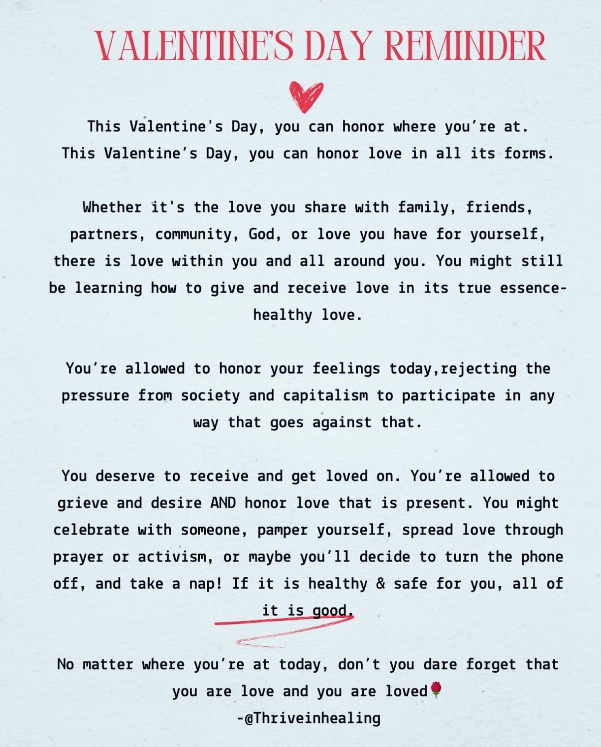 Sending Love 🌹❤️🤎💛
.
.
.
.
#valentines #love #selflove #romanticlove #platoniclove #community #familylove #vday #godslove #coping #reminder #wellness