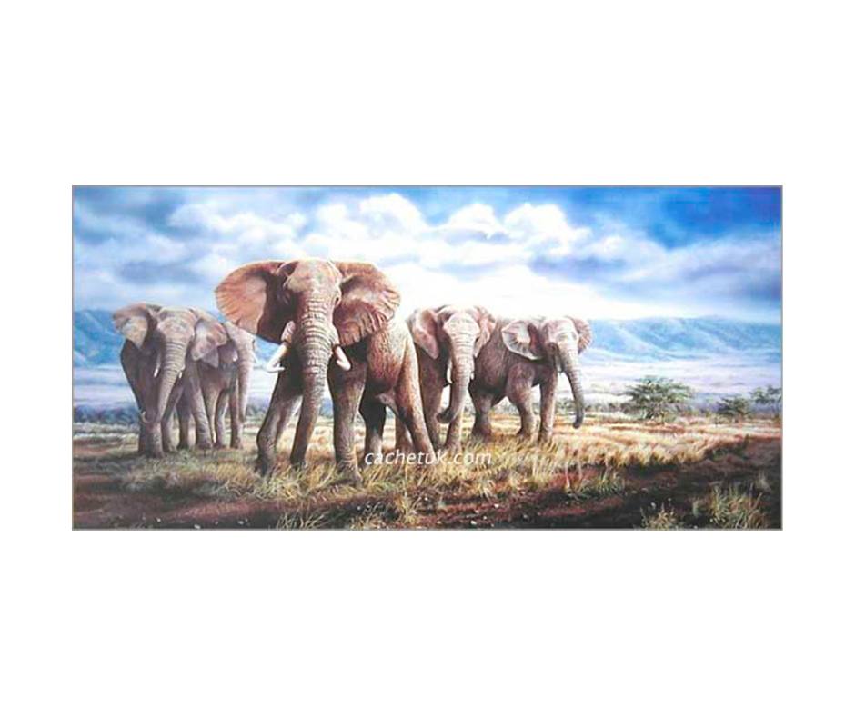 Picture of elephants, limited edition print size 441 x 220 (mm)