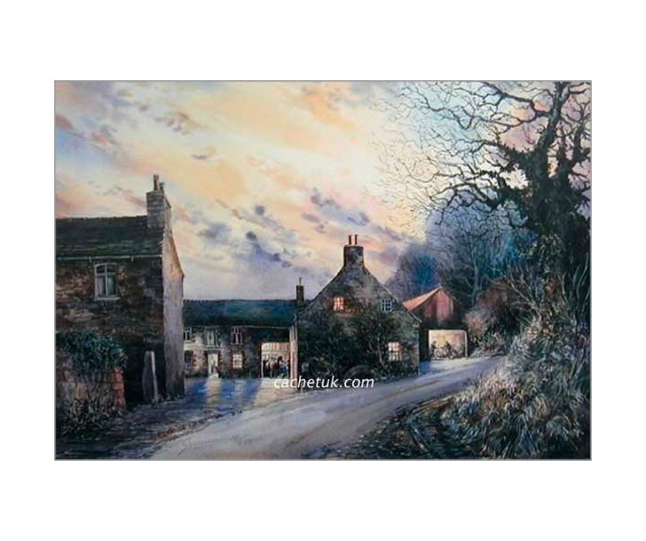 Picture of a farmyard in the evening, limited edition print size 500 x 350 (mm)
