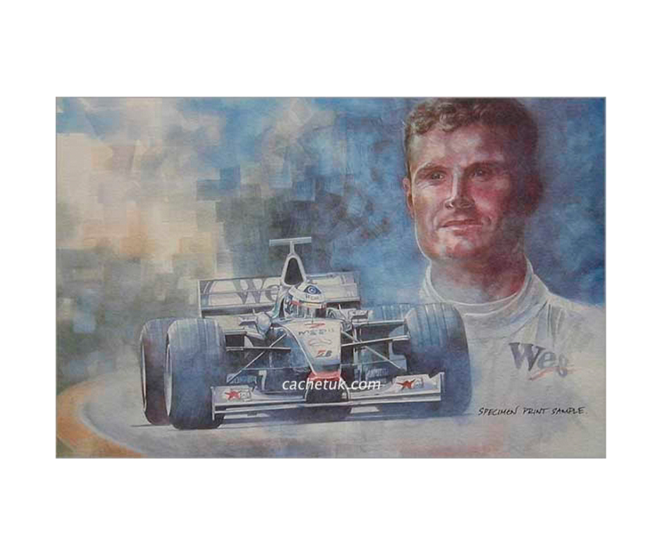 Picture of David Coulthard, limited edition print size 430 x 256 (mm)
