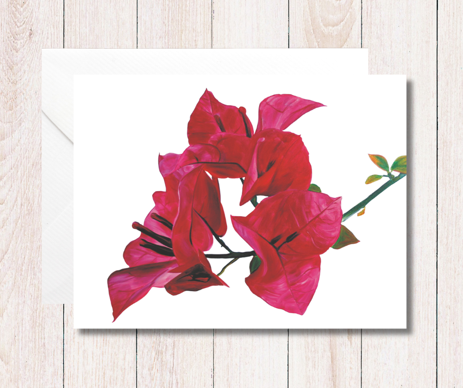 Petite Floral Note Card of a Bougainvillea