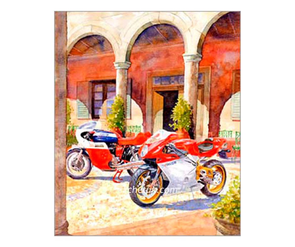 Picture of a two MV Augusta Motorcycles, limited edition print size 312 x 371 (mm)