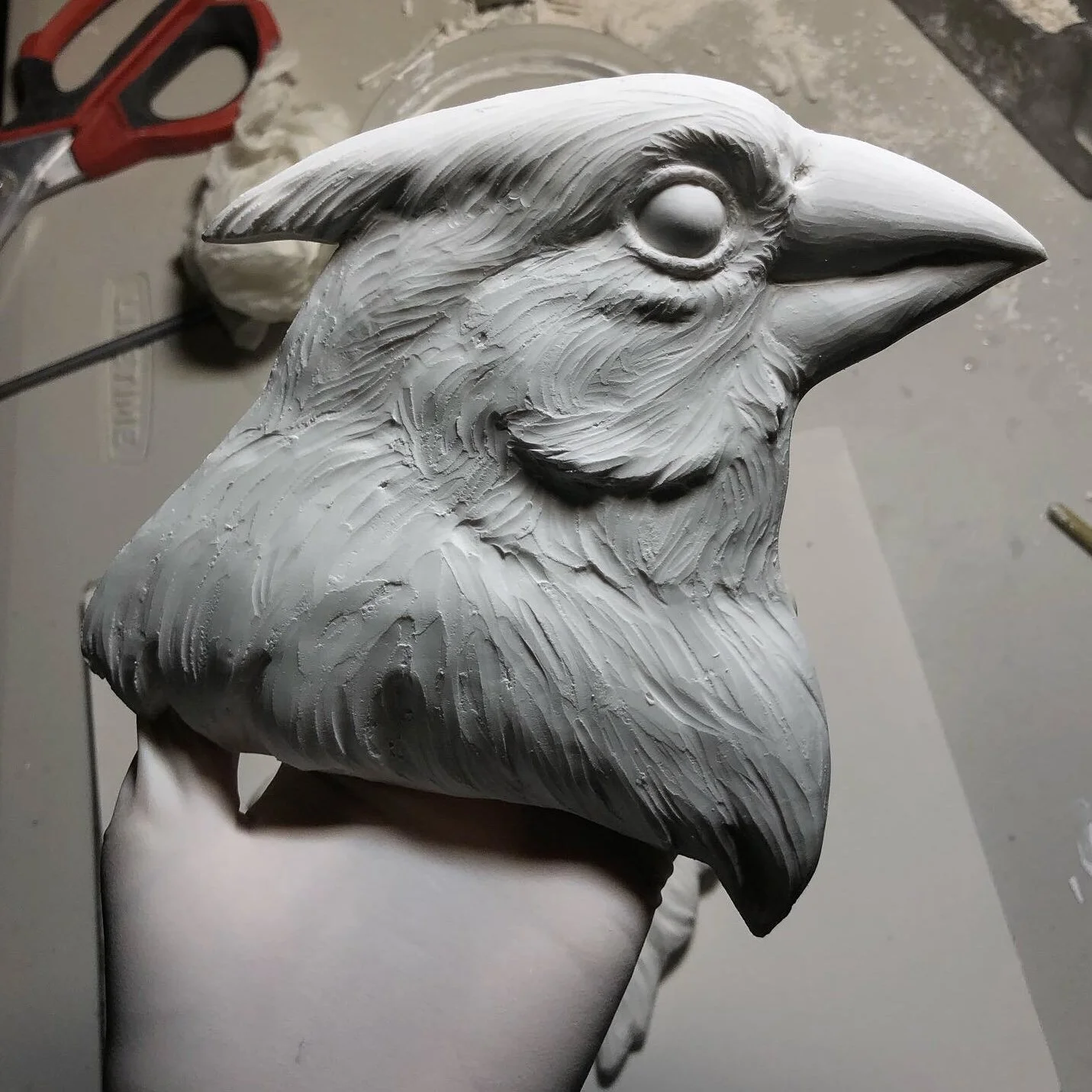 Kellie-Pereira-Bas-Relief-Cardinal-Bird-Clay-Plaster-Sculpture-Brooklyn-New-York.jpg