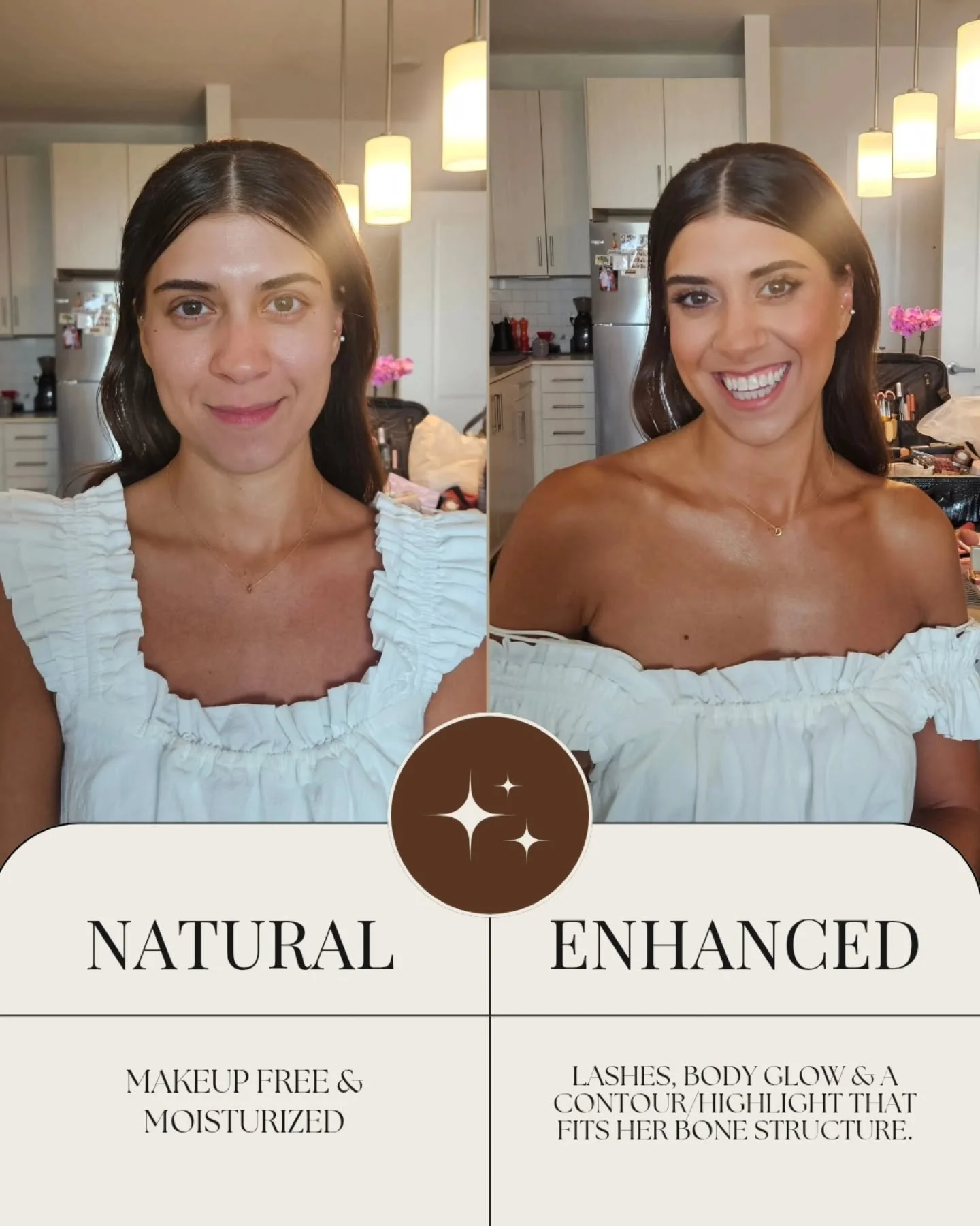If you ask me to do WHATEVER I WANT with your makeup but keep it natural, here is what I'm going to do:

Prepare your skin for a 14 hour time span of wearing makeup.

Perfect your skin tone using the thinnest layers of product. 

Contour and highligh