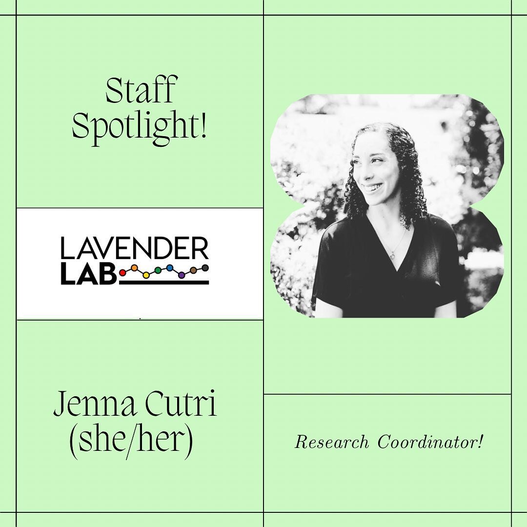 Introducing Jenna Cutri (she/her)! She recently earned her master's degree in Clinical Psychological Science at the University of Maryland, College Park. Previously, she graduated with a B.S. in Sociology and a double major in Political Science from 