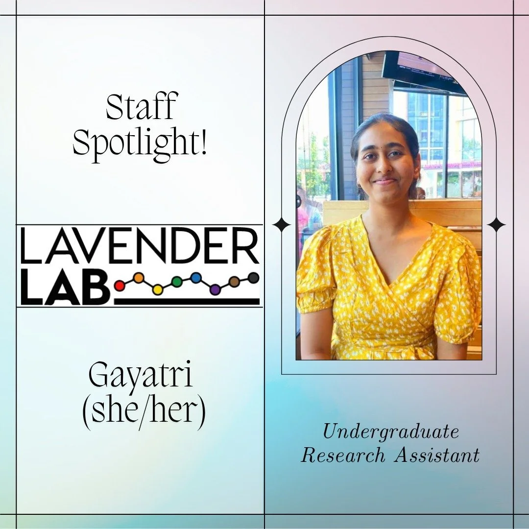 🌈 Welcome to one of our new Undergraduate RAs, Gayatri!

Gayatri is a junior psychology major at UMD with a minor in French. As part of the FIRE program, she has previously researched scaling mental health interventions in conflict regions. She inte