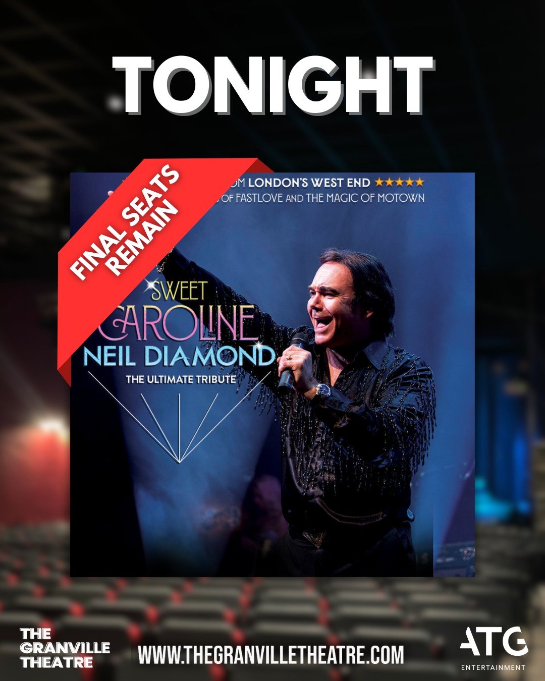 🎭 TONIGHT 🎭

We cannot wait to welcome you to 'Sweet Caroline' tonight at 7:30pm!

Final seats remain for the ultimate celebration of Neil Diamond and you won't want to miss this 'Beautiful Noise' 😜🎶

🎭 Sweet Caroline: The Ultimate Tribute to Ne