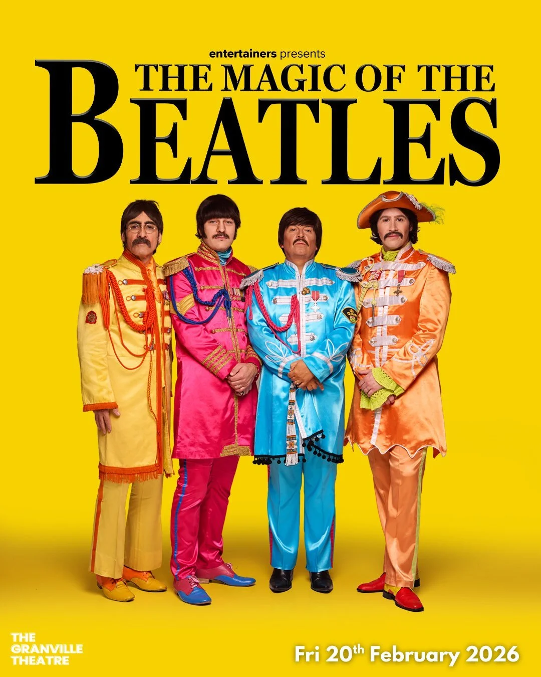 🚨 NEW ON SALE 🚨

The Magic of The Beatles

Come together, right now &ndash; it&rsquo;s time to shake it up baby with the sensational The Magic of the Beatles.

The incredible cast not only look and sound like John, Paul, George, and Ringo, they als
