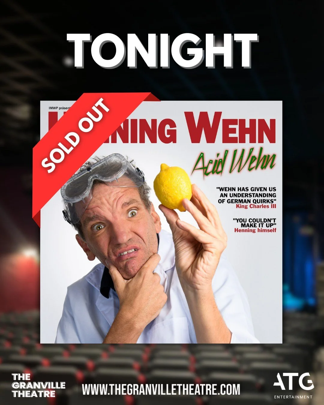 🚨 TONIGHT 🚨

We are ready for another incredible night of comedy with the HILARIOUS Henning Wehn with his 2025 tour: Acid Wehn

Doors will open at 7:30 for an 8pm start, and our @noarooftopbar will be open from 6pm for all of your specialty wine an