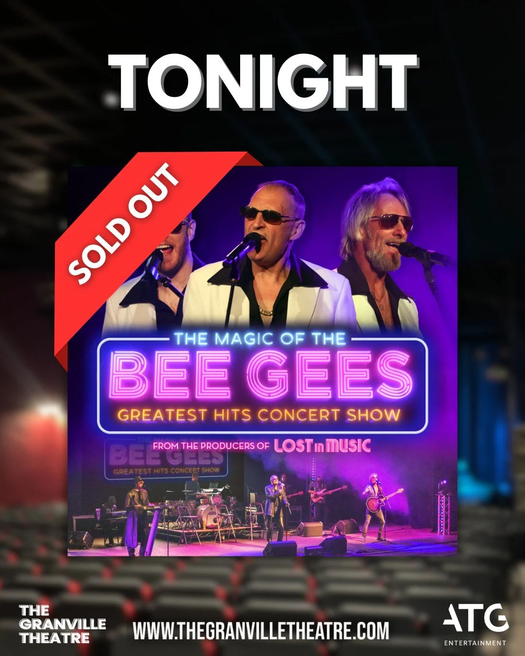 🎉 TONIGHT&rsquo;S THE NIGHT! 🎉

The theatre is buzzing because The Magic of The Bee Gees are in the house for a SOLD OUT show! 💫

Get ready for all the legendary hits, killer harmonies, and disco moves you know and love &mdash; it&rsquo;s going to