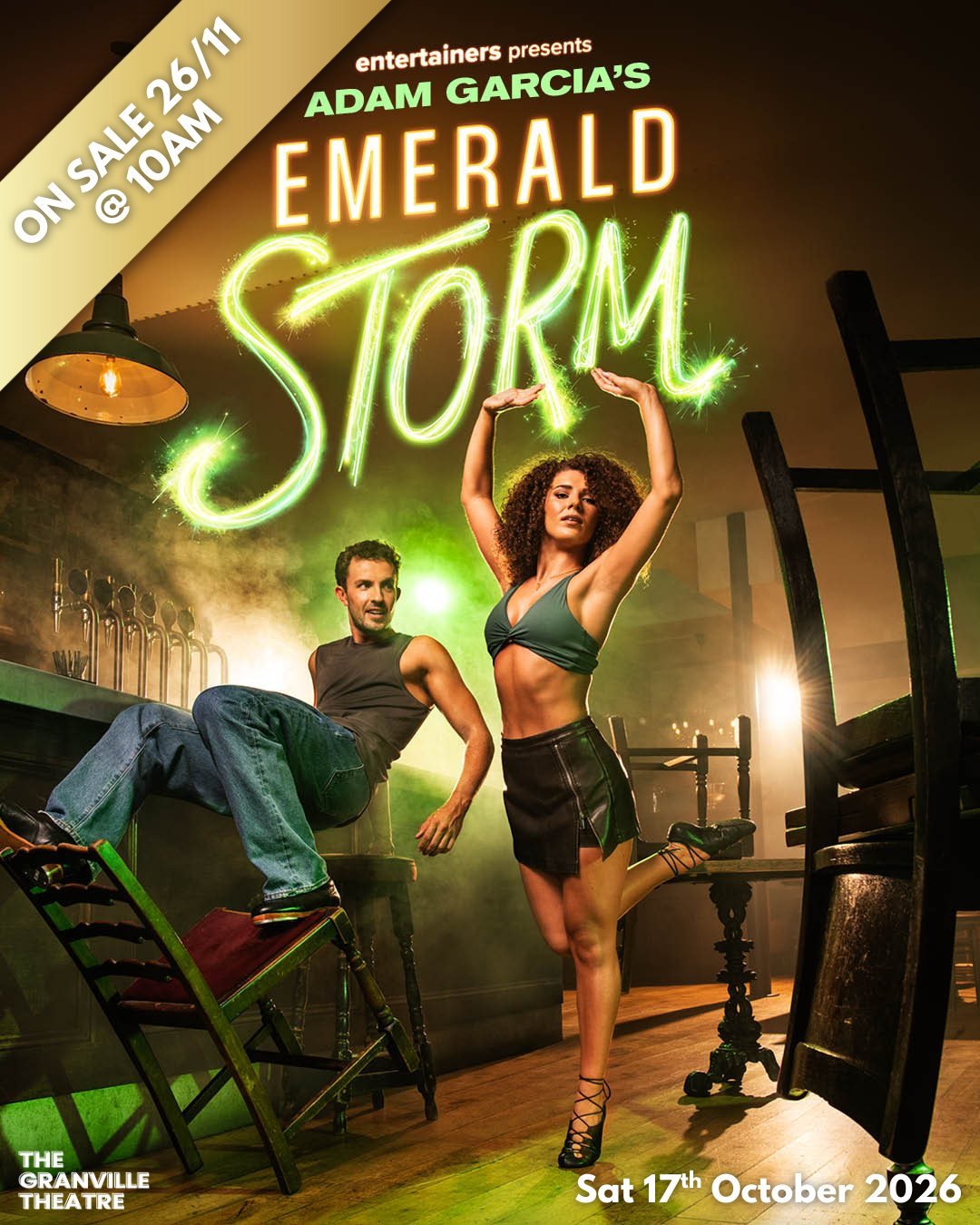 💃 NEW SHOW ANNOUNCEMENT 💃

⚡ Adam Garcia's Emerald Storm ⚡

If Riverdance and Stomp had a baby - it would be Emerald Storm!

Direct from the West End, Emerald Storm is the electrifying new dance phenomenon from Adam Garcia, the acclaimed stage and 