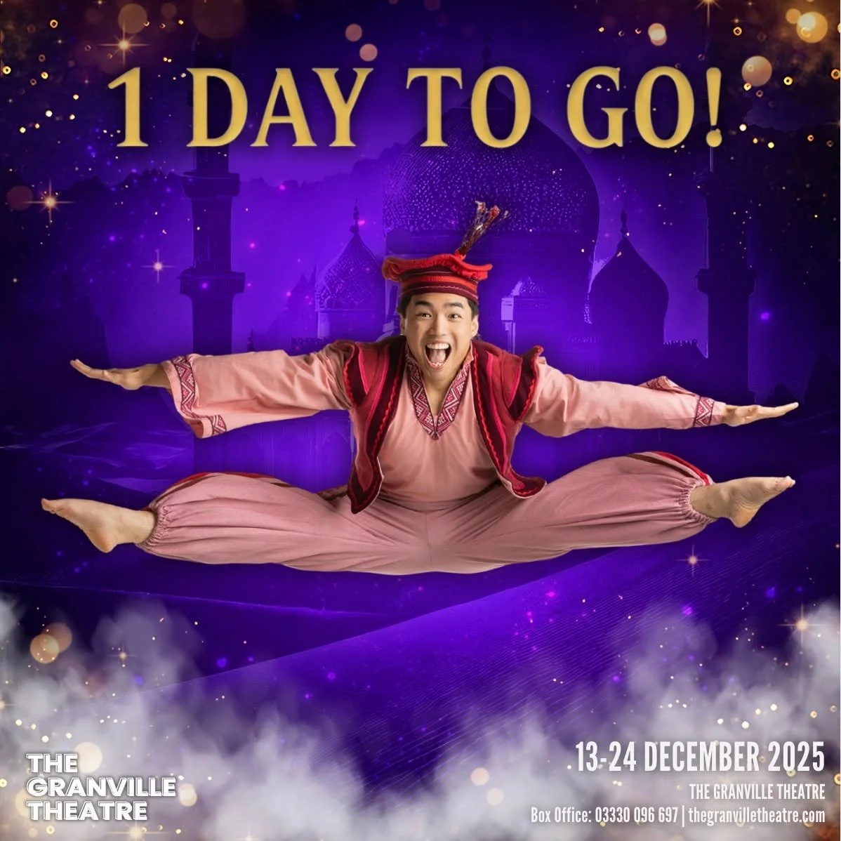 🎉 1 DAY TO GO 🎉

We open our family pantomime of 'Aladdin' TOMORROW NIGHT 🤩

We have worked around the clock to bring you our best pantomime yet, and we cannot wait for you to see this incredible show 🎭

With limited seats left, don't miss out on