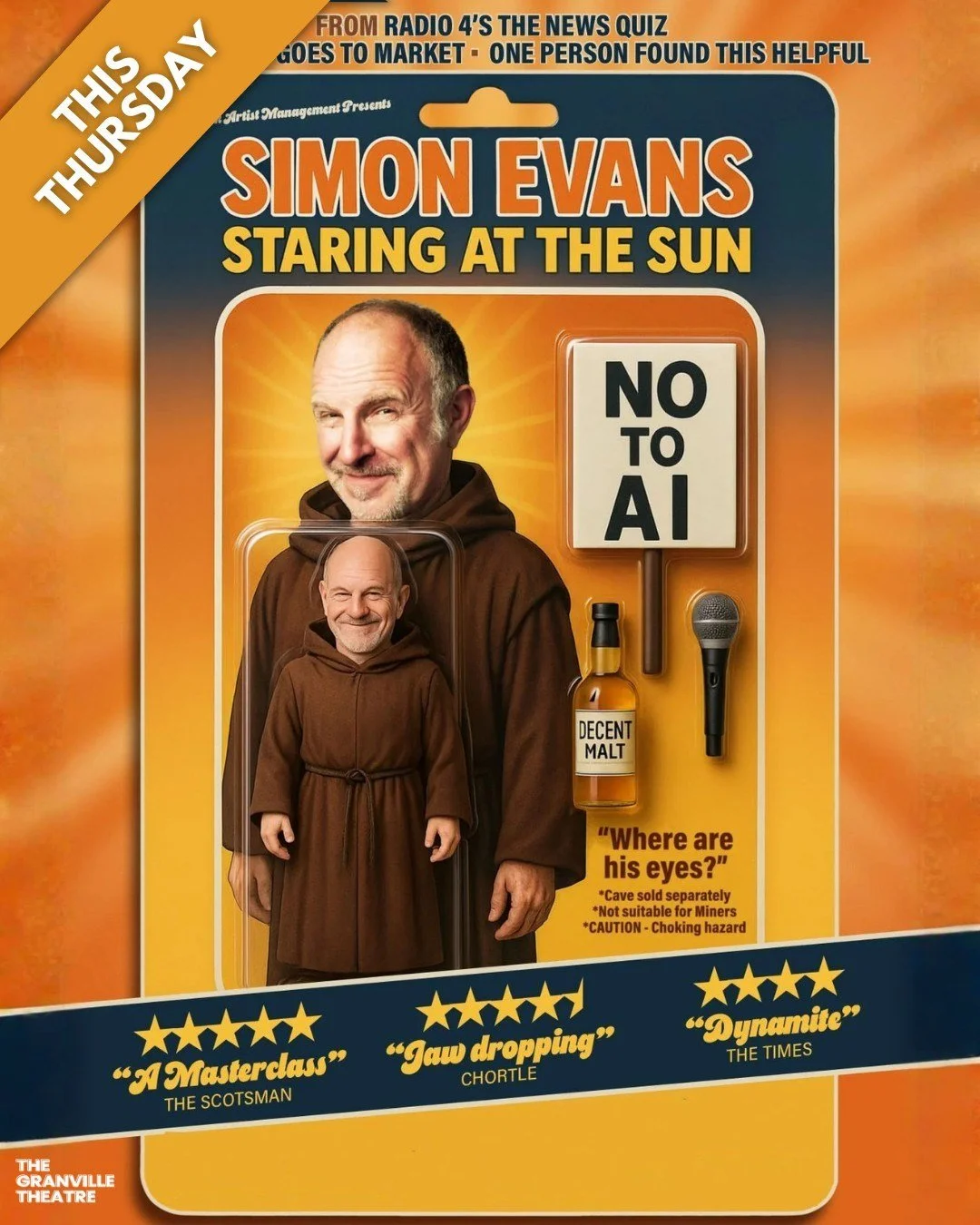 Comedy fans rejoice!

Radio 4s very own Simon Evans will be at The Granville Theatre 🎉THIS THURSDAY🎉

Final seats remain for Comedy veteran Simon Evans, so grab them now and treat yourself to a Thursday night out 🥂

🎭 Simon Evans is Staring at Th