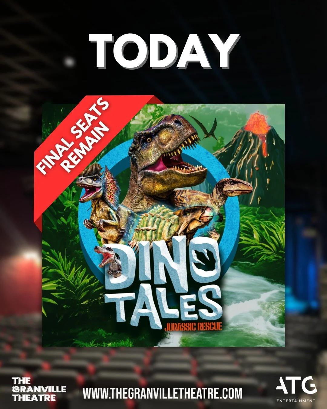 🦖 TODAY 🦖

We have got the totally roar-some 'Dino Tales' stomping into The Granville Theatre today at 1:30pm!

We cannot wait to welcome Europe's LARGEST walking dinosaurs to our stage, who's coming along for the adventure? 🙋&zwj;♀️

🎭 Dino Tale