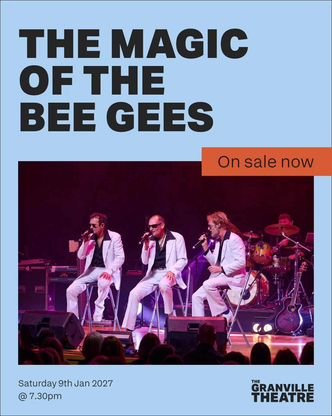 Straight from London's West End, The Magic of the Bee Gees is a full live concert with a full light and video show, tracing the hits across three decades. Get your groove on to Night Fever, Stayin' Alive, You Should Be Dancing, How Deep Is Your Love 
