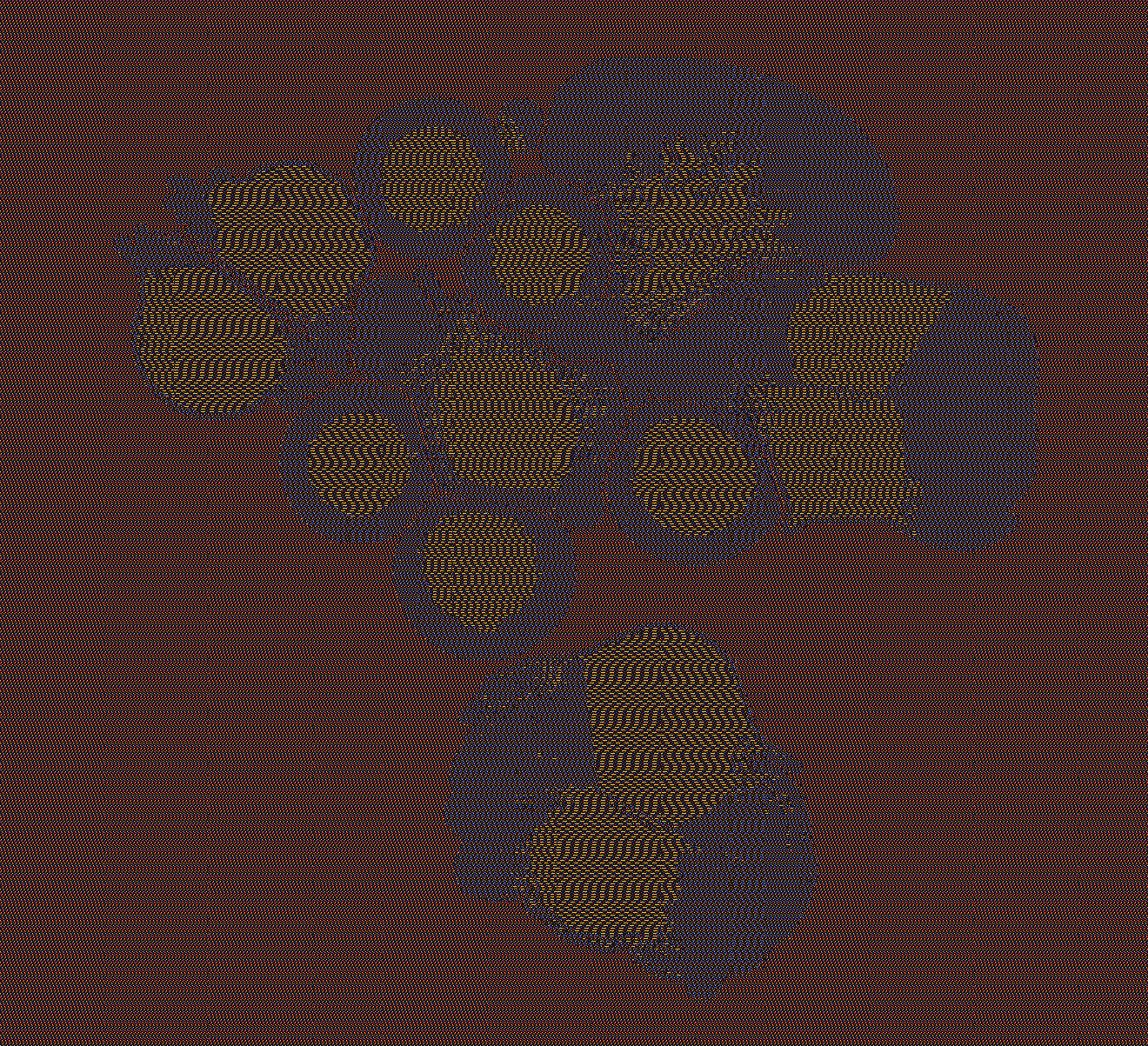 Generative pattern render exploring lichen colony growth, used in the  design process for Slow Medium's woven structures by Craftwork
