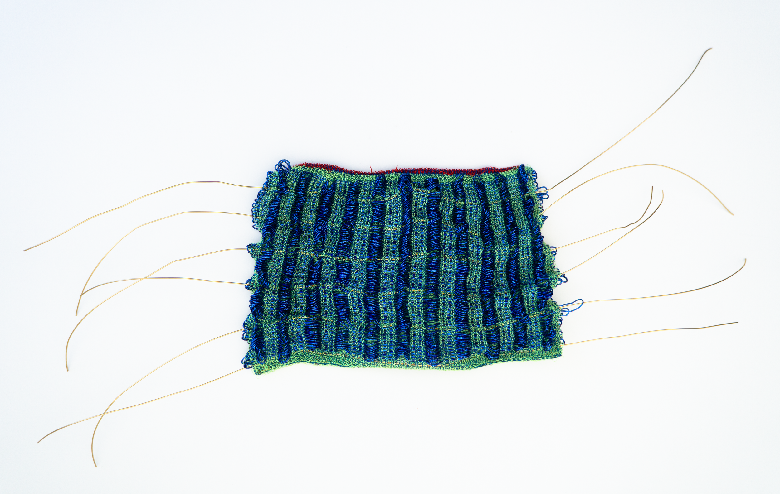 Machine Knitting Metallic Blue Green Swatch Craftwork Collective SS002
