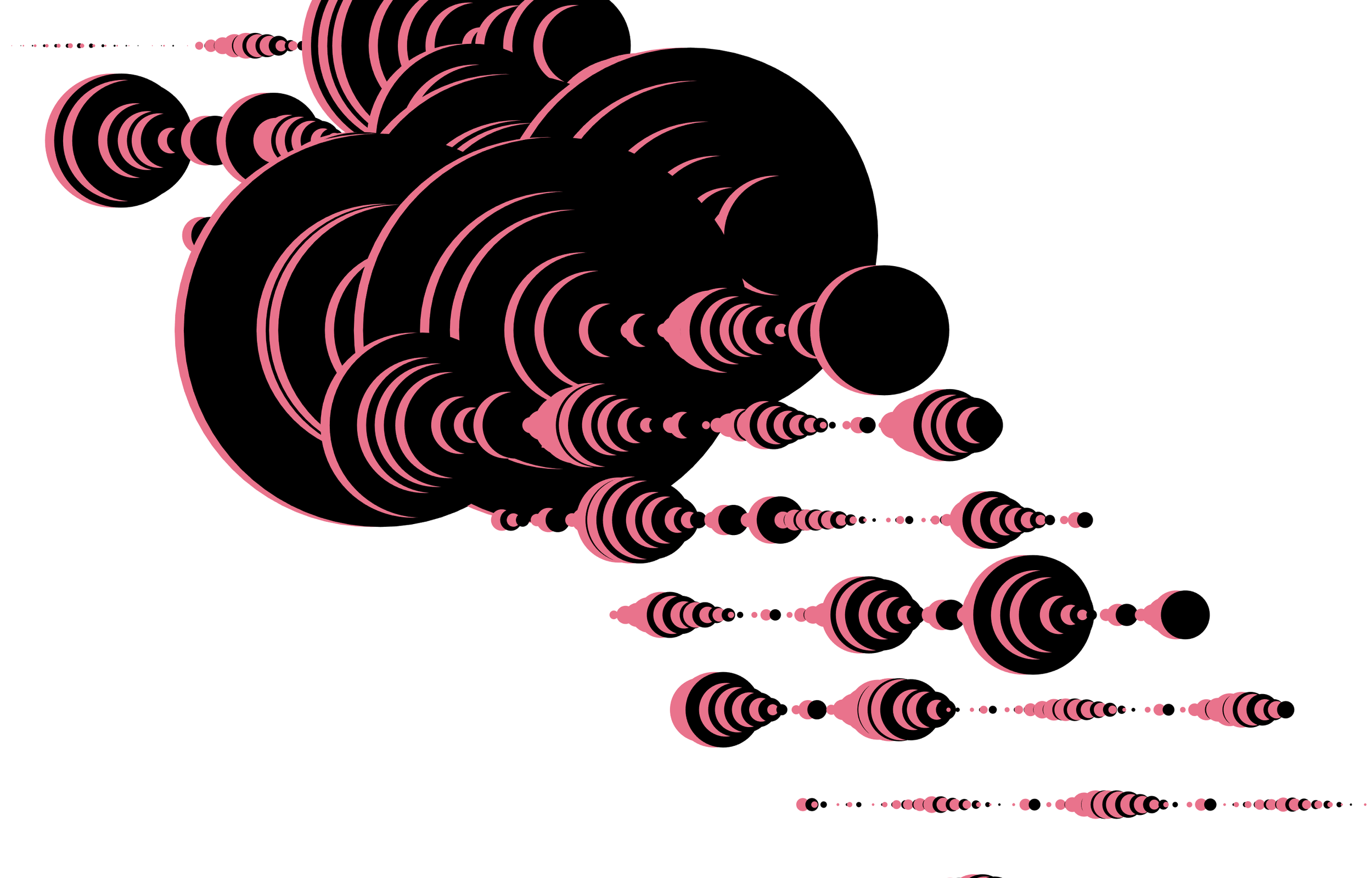Craftwork Echo Knits algorithmic pattern study, concentric circles in black and pink translating audio sentiment into knit design