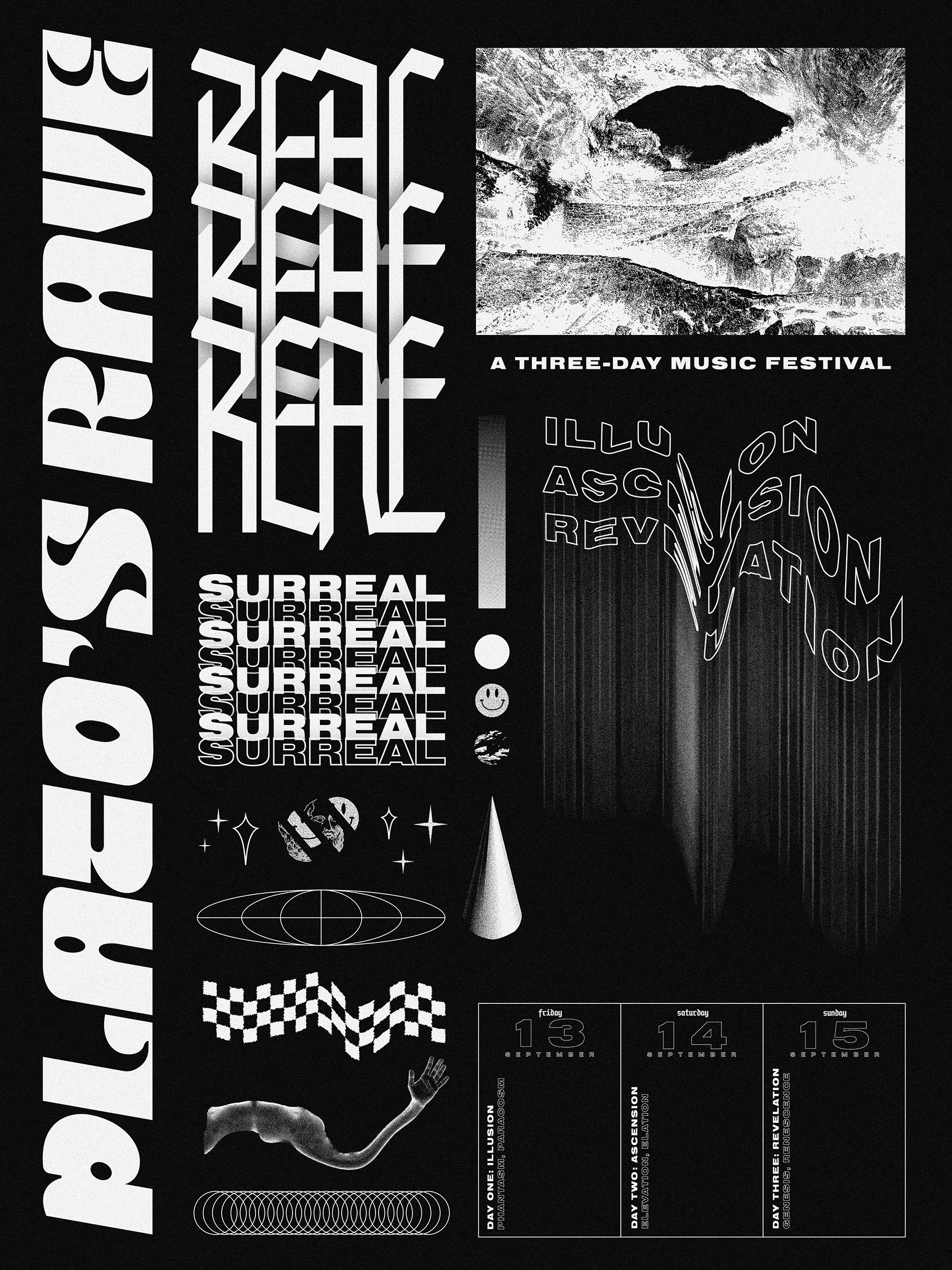 Rave music festival house show dance music EDM poster promotion plato