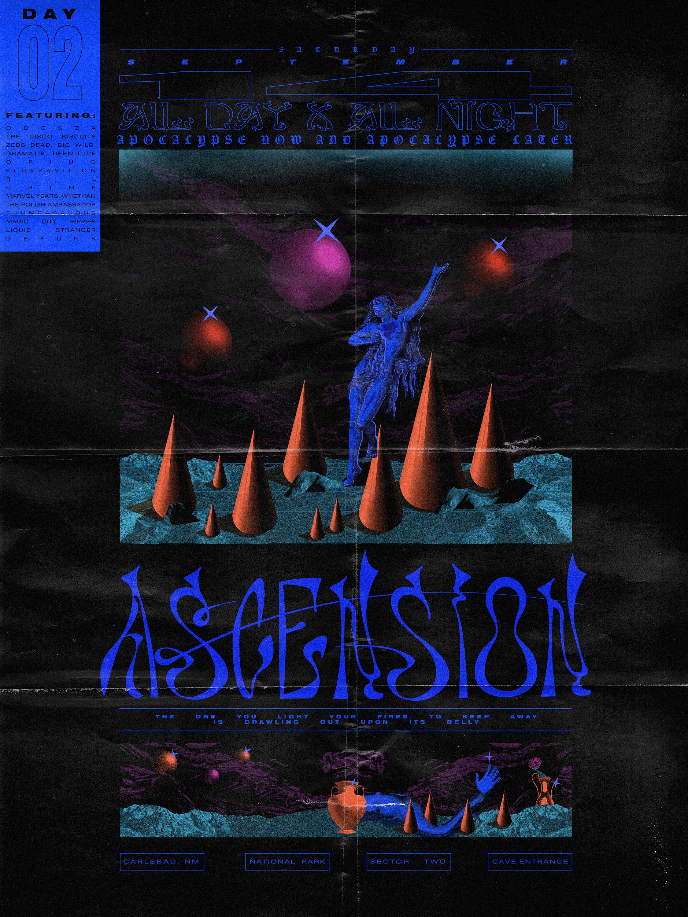 Rave music festival house show dance music EDM ascension day two poster promotion