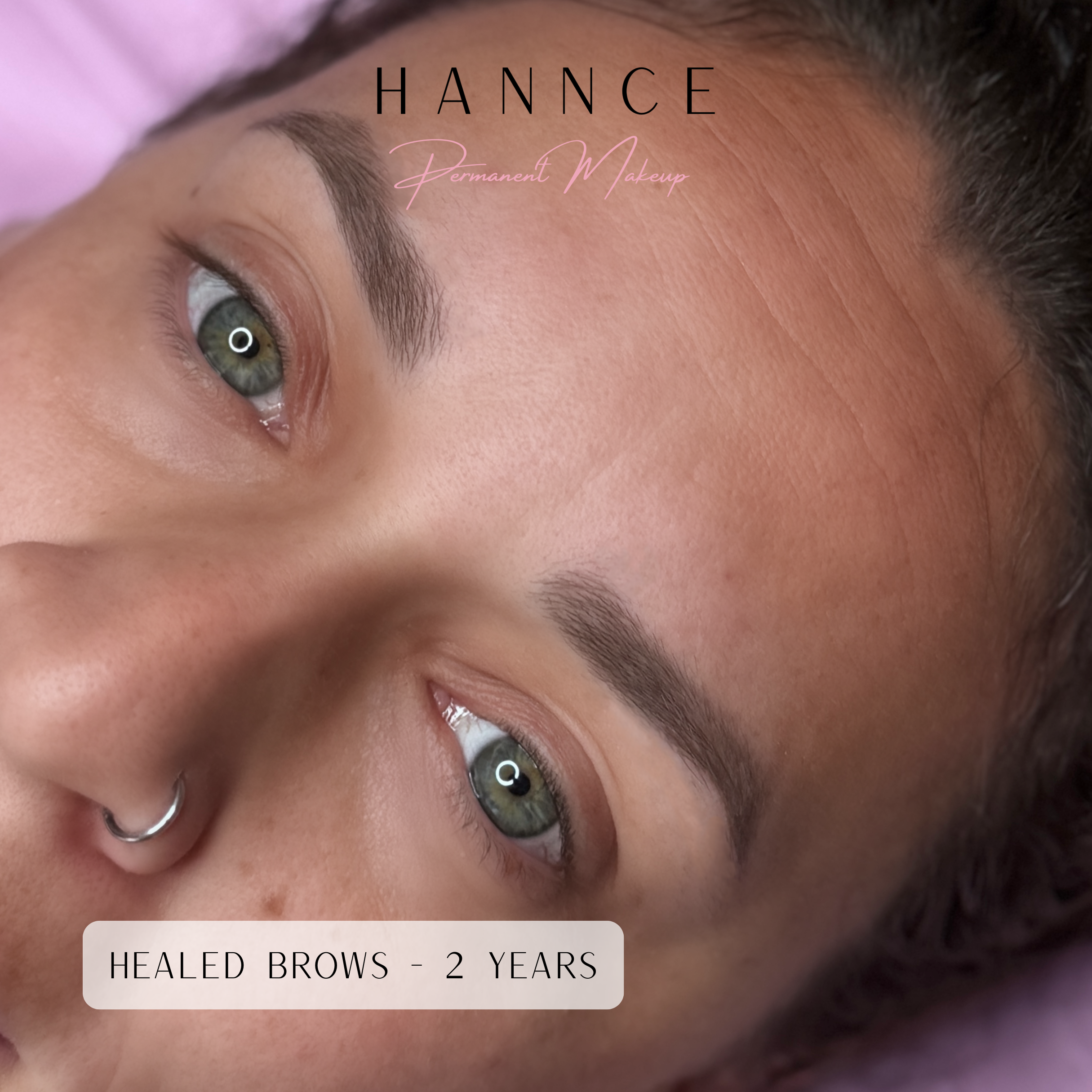 Close up of healed ombré brows 2 years after treatment by HANNCE, Stalybridge, Greater Manchester