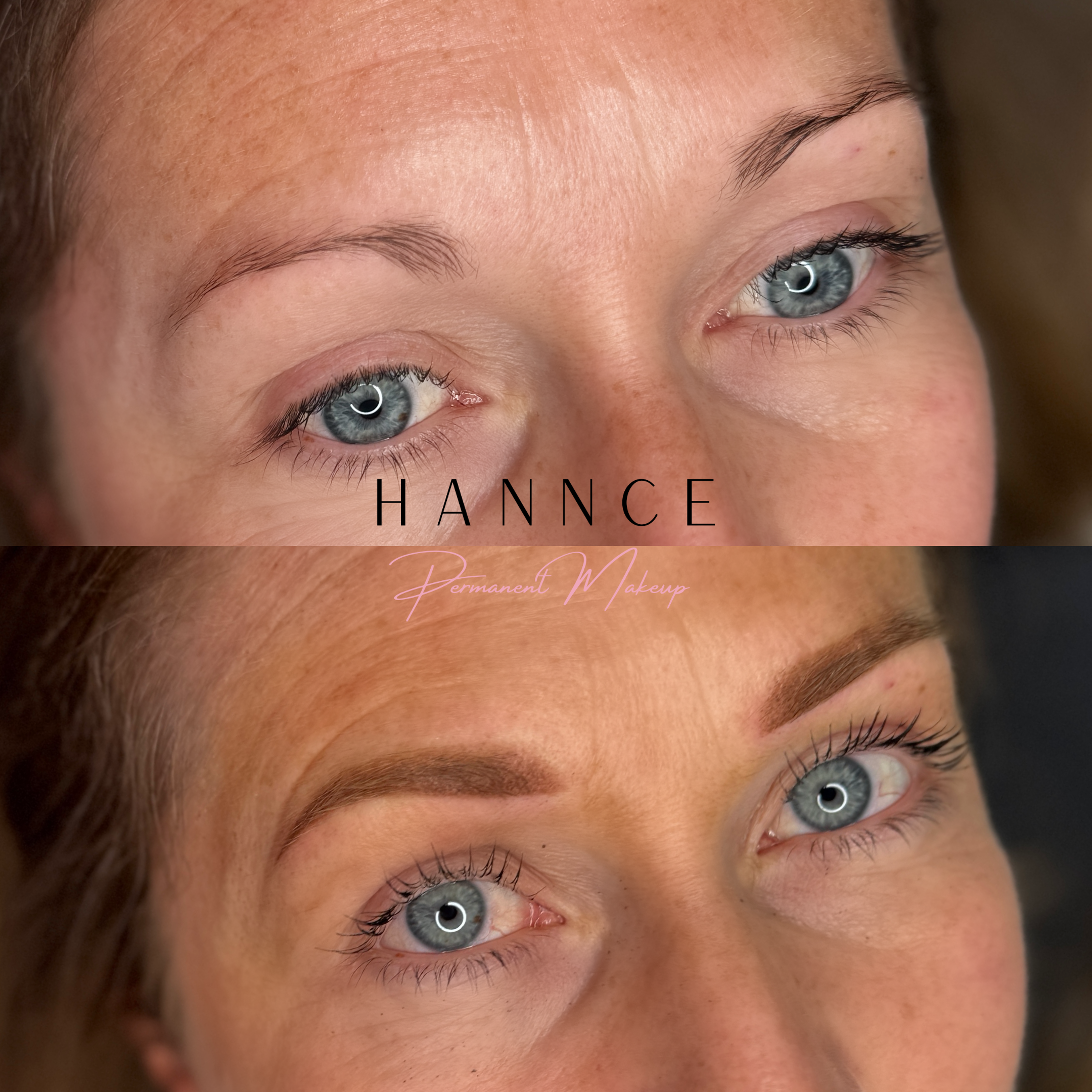 Ombre brow transformation showing a lady who had sparse brows and now has beautiful natural looking ombré brows in Stalybridge, Greater Manchester.