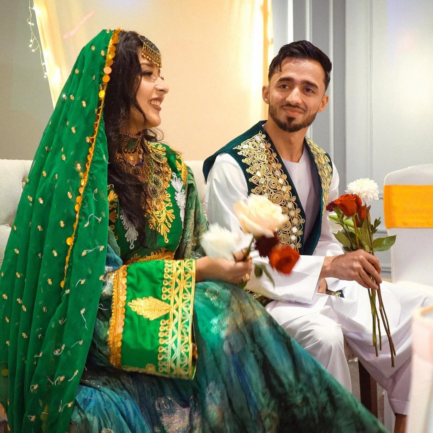 Maryam &amp; Masoud&rsquo;s wedding was an unforgettable celebration overflowing with love and vibrant traditions. 

The Muslim ceremony honored the couple&rsquo;s Afghan heritage with traditions such as 
The Mehndi&mdash; a pre-wedding ceremony that