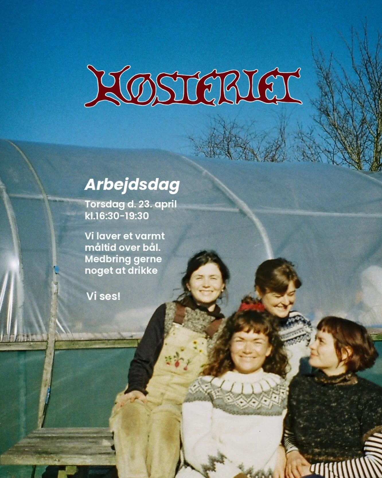 Kom til arbejdsdag d.23. april 16:30-19:30. Denne gang en lidt senere arbejdsdag, derfor tilbyder vi selvf&oslash;lgelig aftensmad over b&aring;l. Medbring selv noget at drikke. 

Vi skal have h&aelig;nderne i jorden sammen. Vi finder de helt rigtige