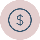 Icon of a dollar sign inside a circle indicating finance or money.