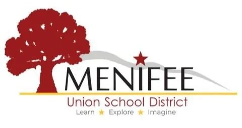 Logo for Menifee Union School District featuring a large red tree and the district name.