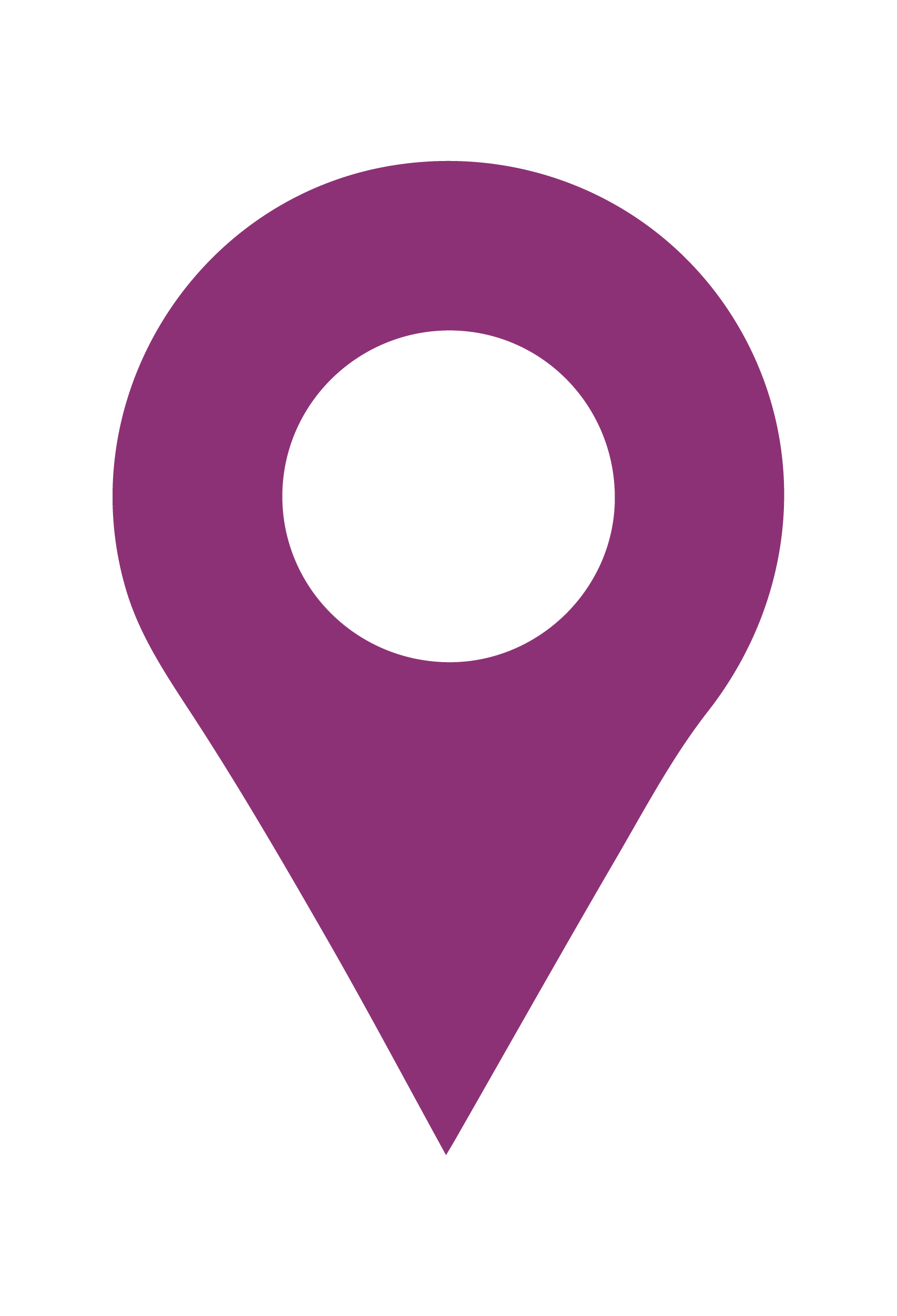 Purple map pin icon on a white background.