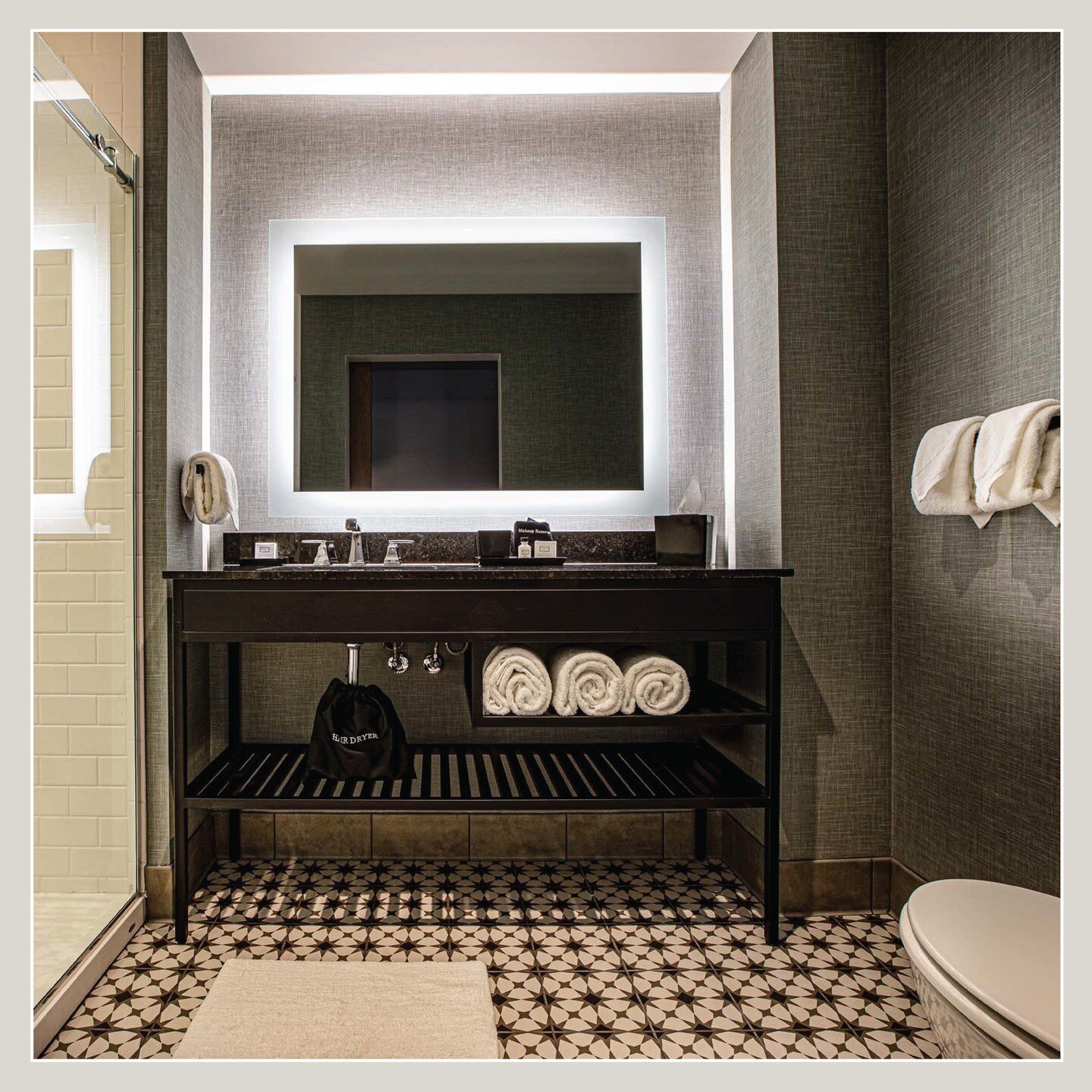 Who wouldn't want to wash up in this gorgeous bathroom. 

CMU Maverick Hotel
