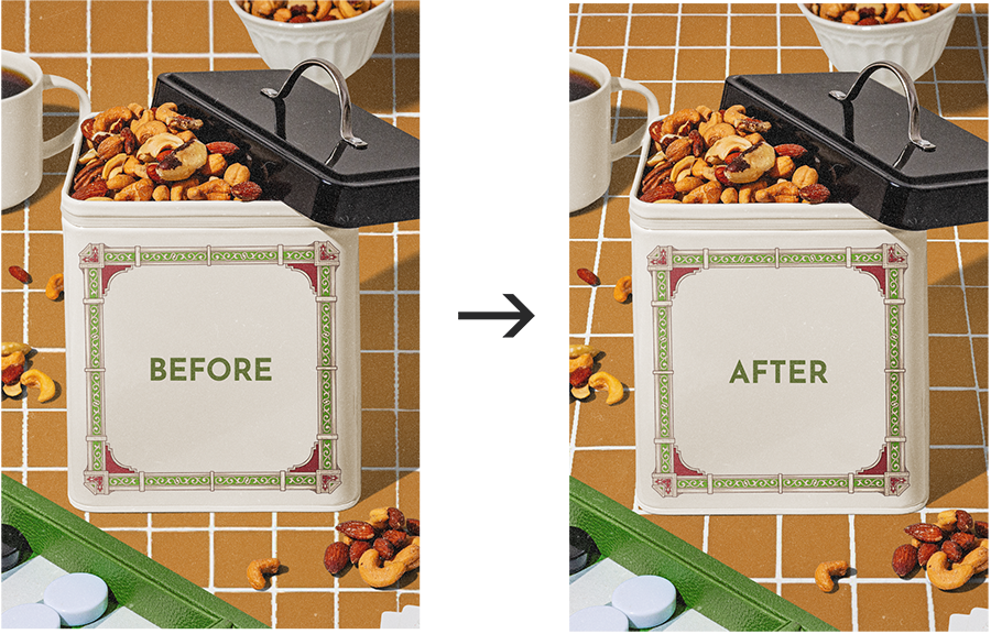 A before and after example of using Canva's Reshape perspective tool by PixelTeam