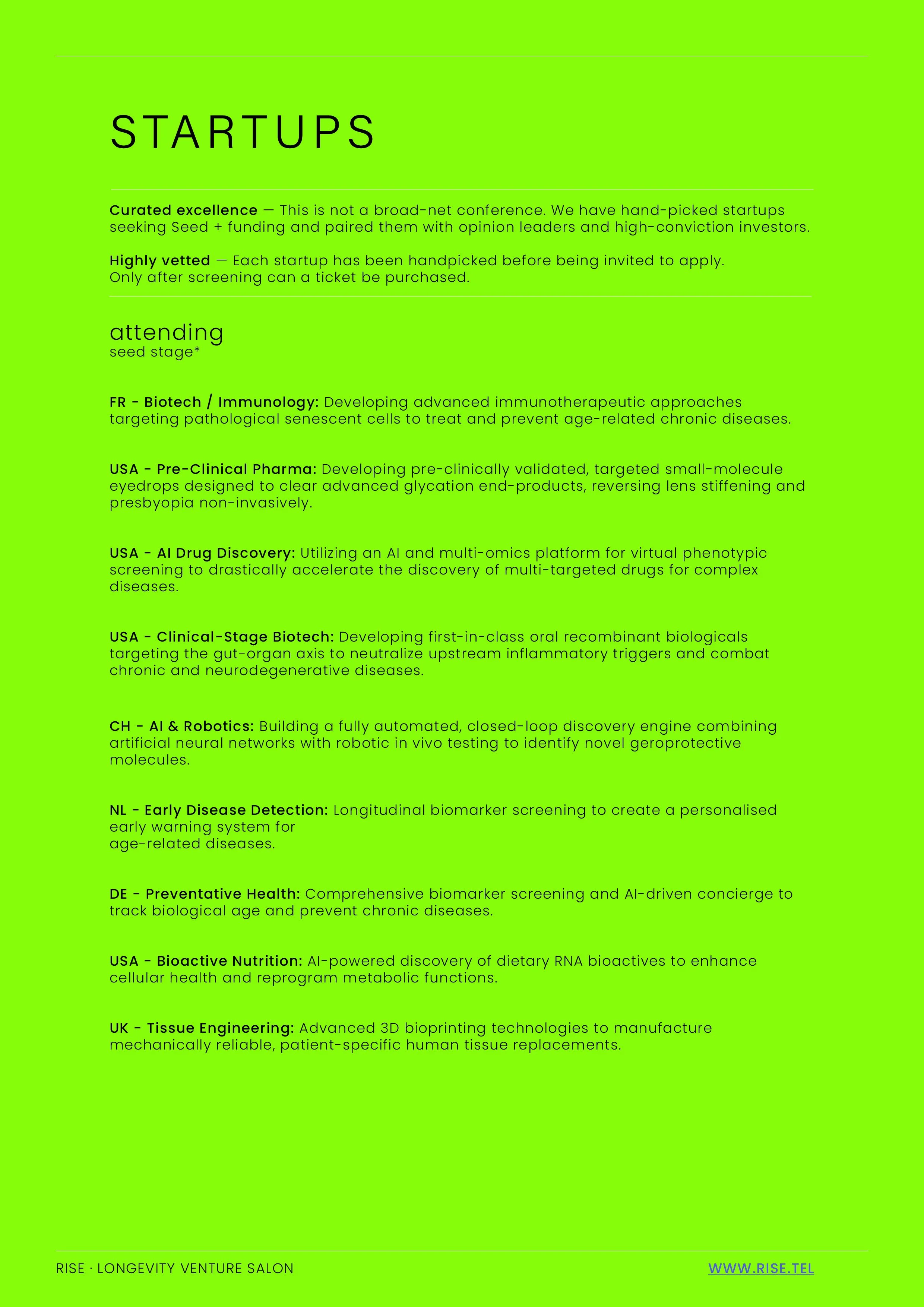 17 international seed and seed+ startups