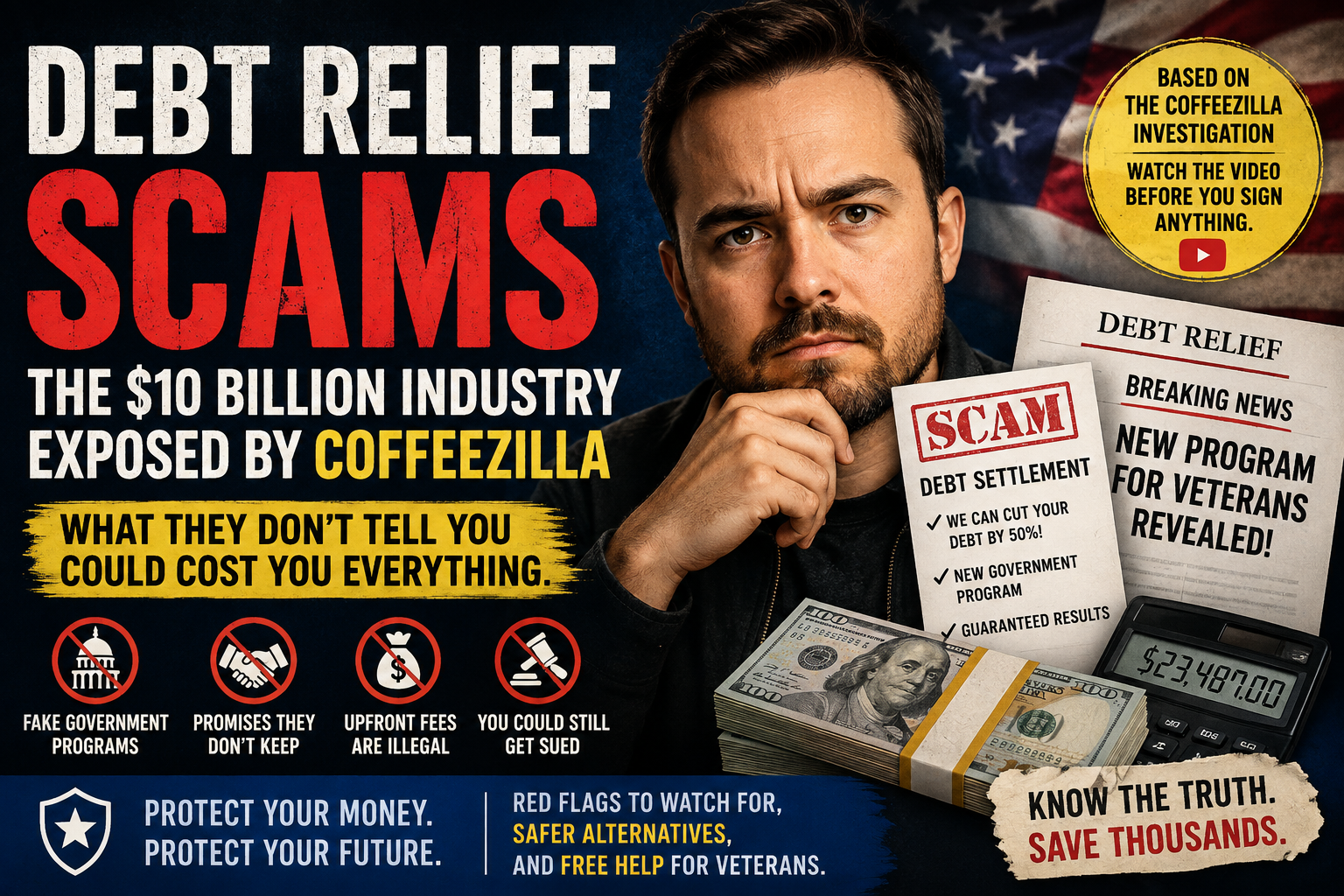 Debt Relief Scams and Debt Settlement: What Coffeezilla’s $10 Billion Investigation Reveals