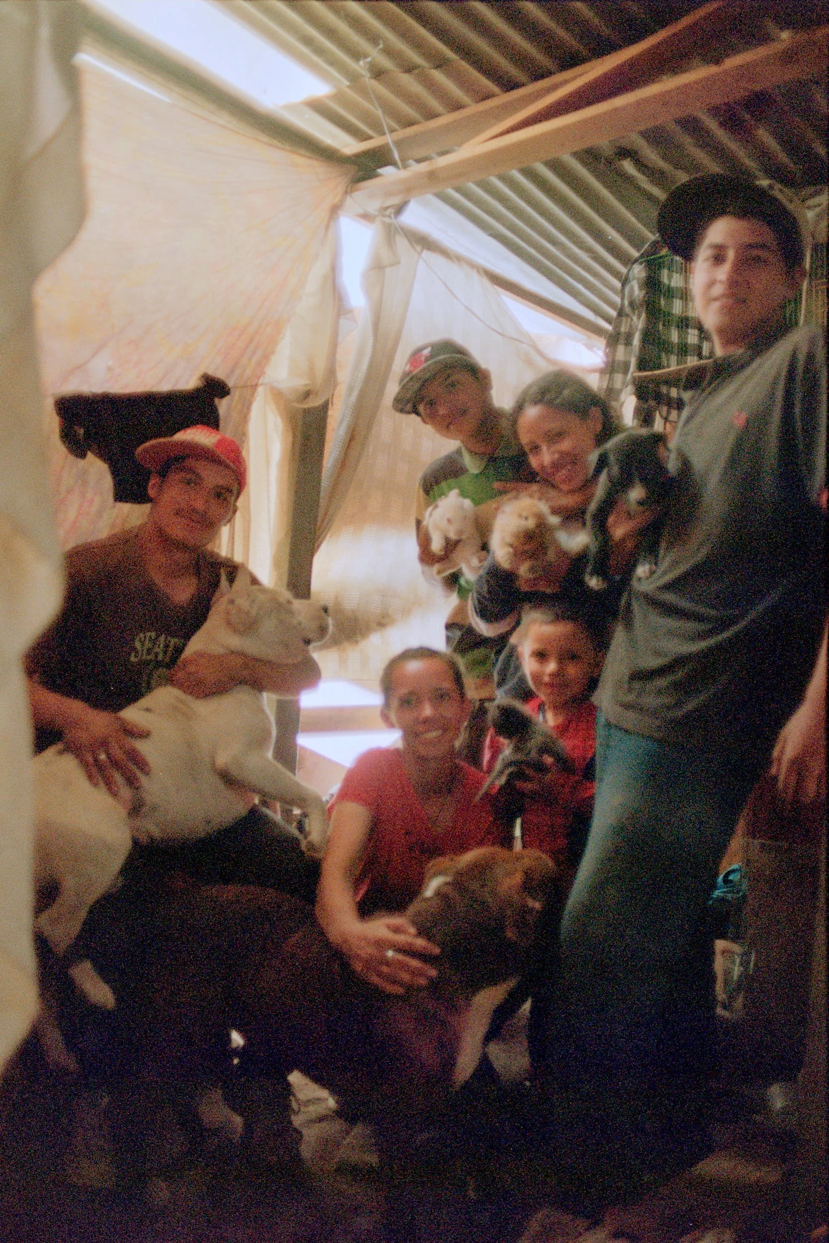 Jason, Yuliana, their children, and their pets.  