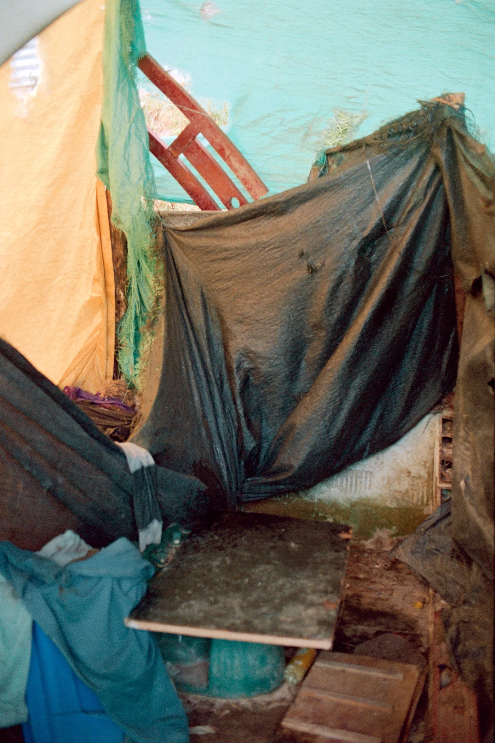 A makeshift bathroom in a resident’s home. 